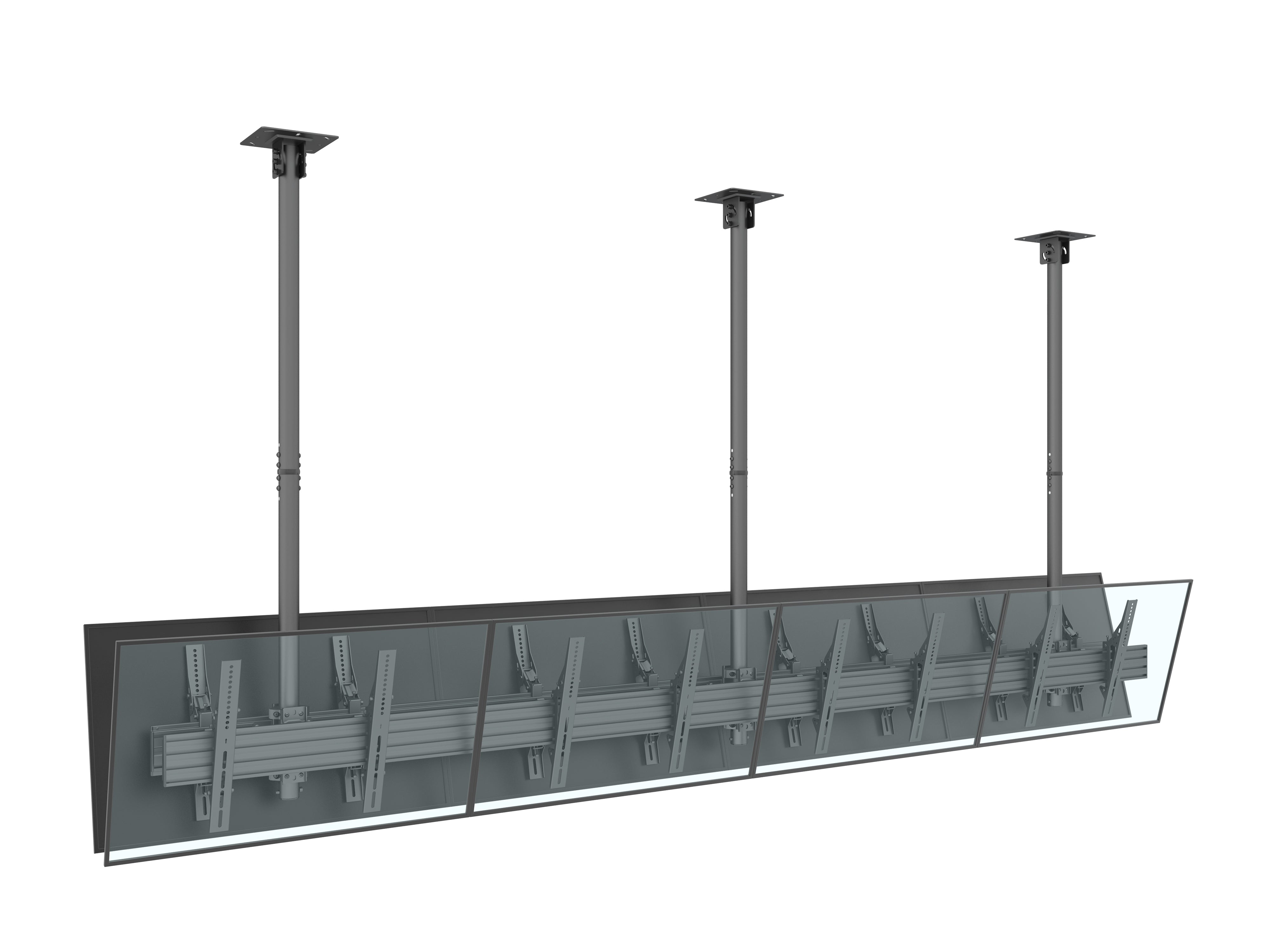 Eight-Screen Three-Pole Ceiling Mount (4 Side-by-Side, 4 Back-to-Back)