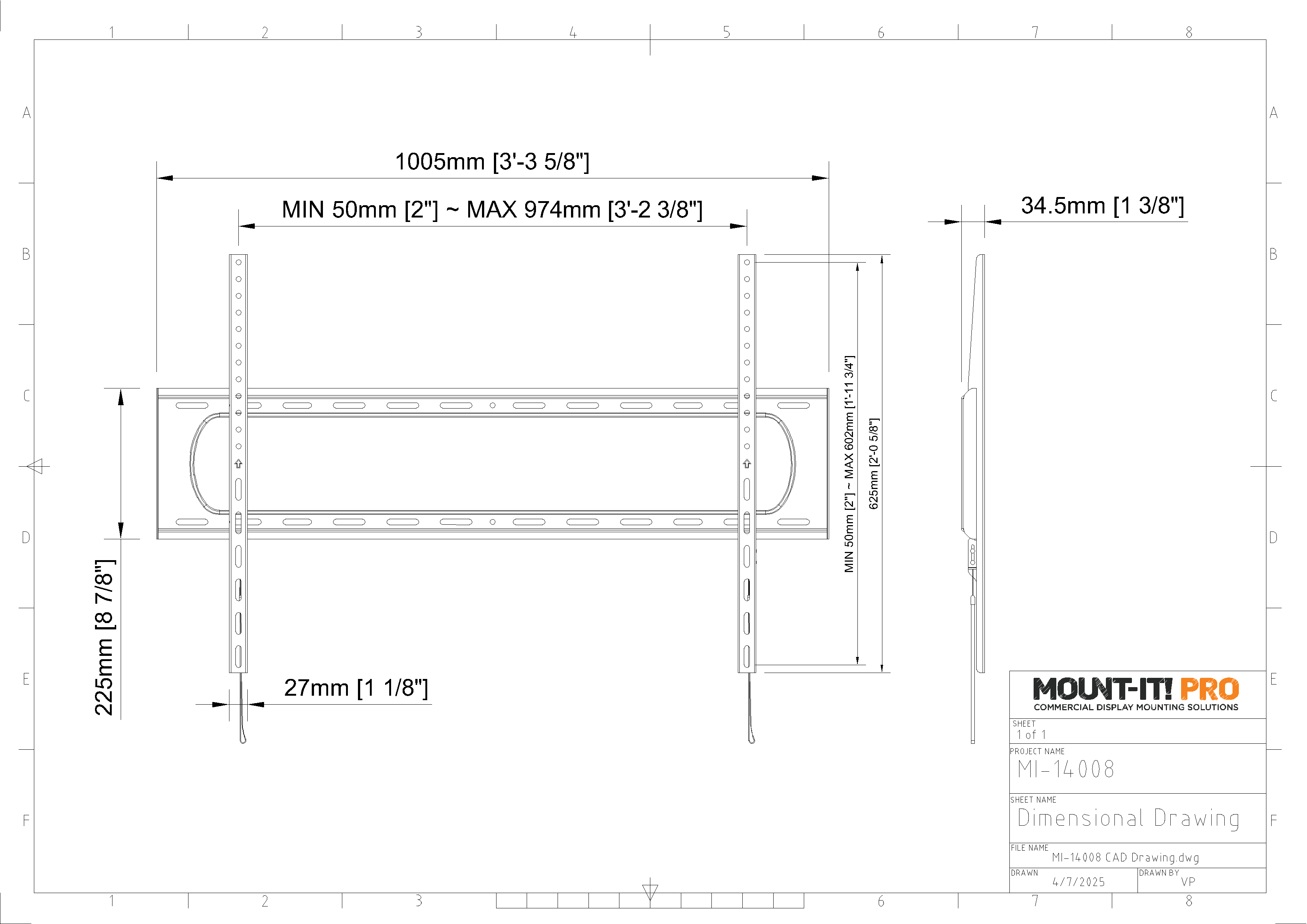 Heavy-Duty XXL Fixed Wall Mount ADA Compliant