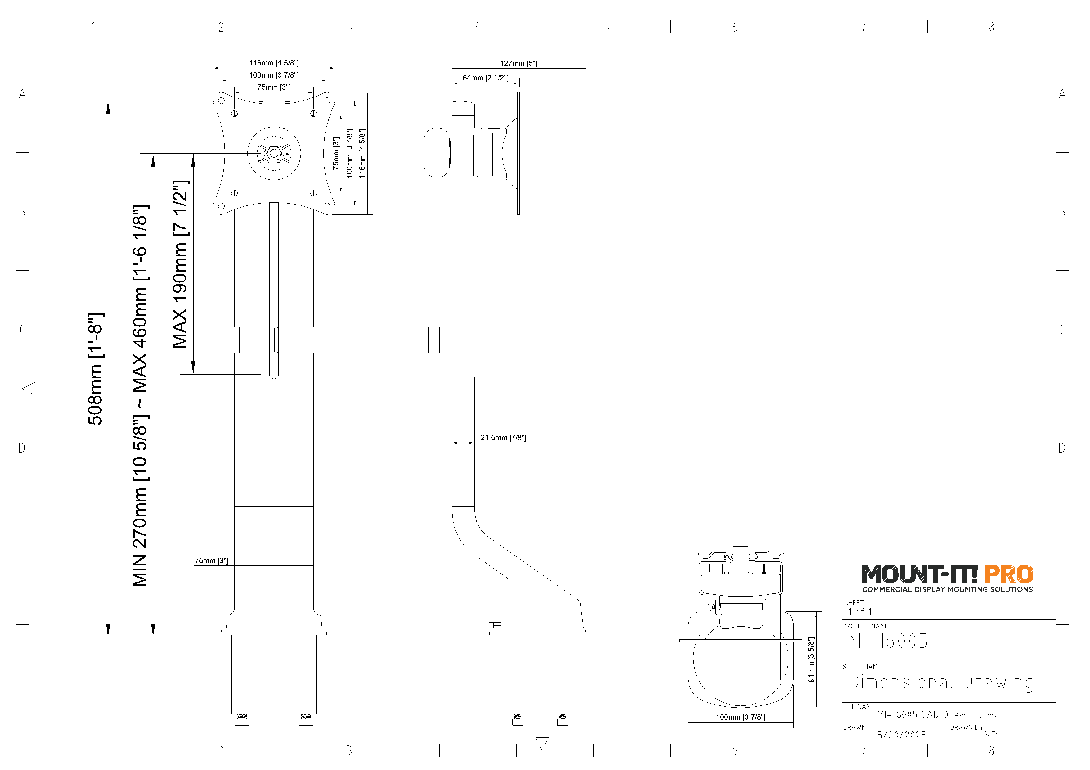 Monitor Mount for MedHub Medical Carts