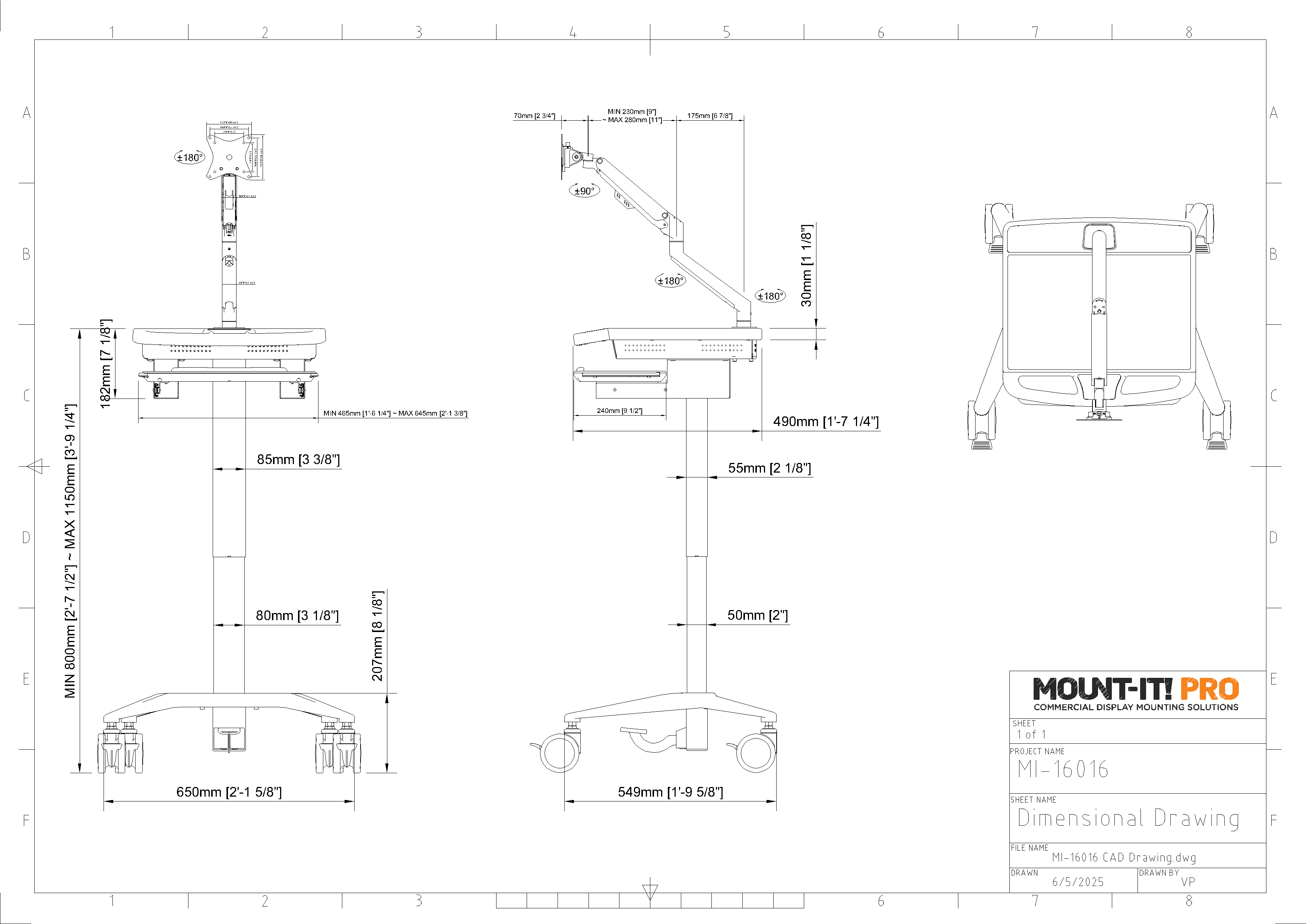 Medical Cart with Monitor Arm