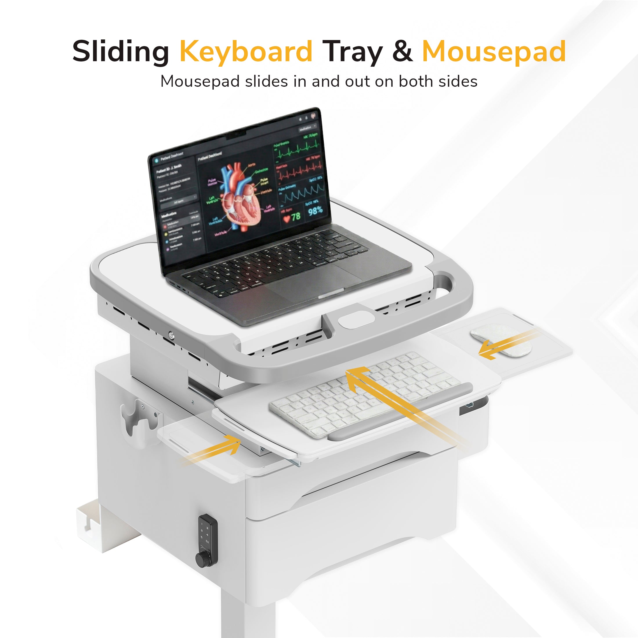 MedHub Powered Mobile Workstation with Drawers