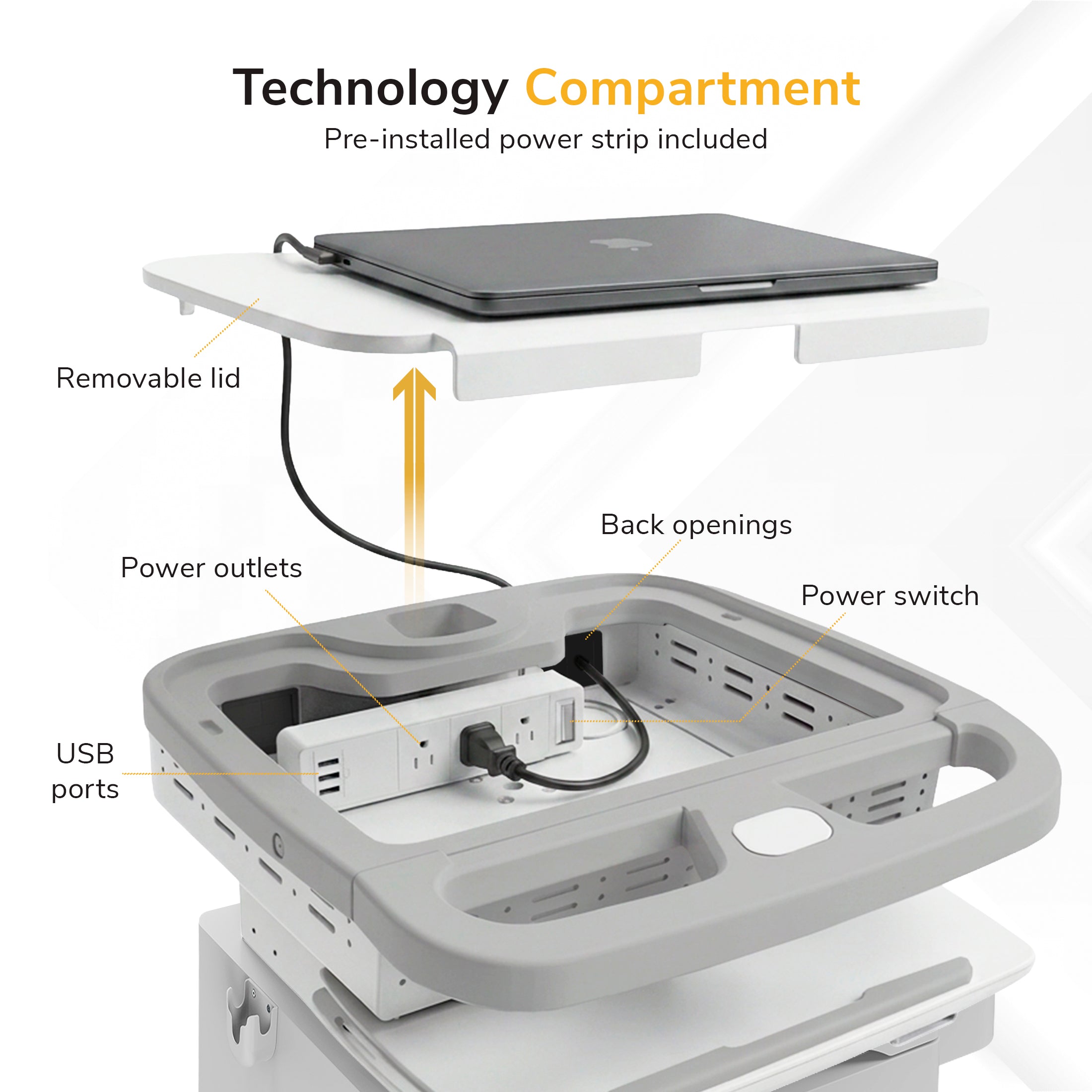 MedHub Powered Mobile Workstation with Drawers