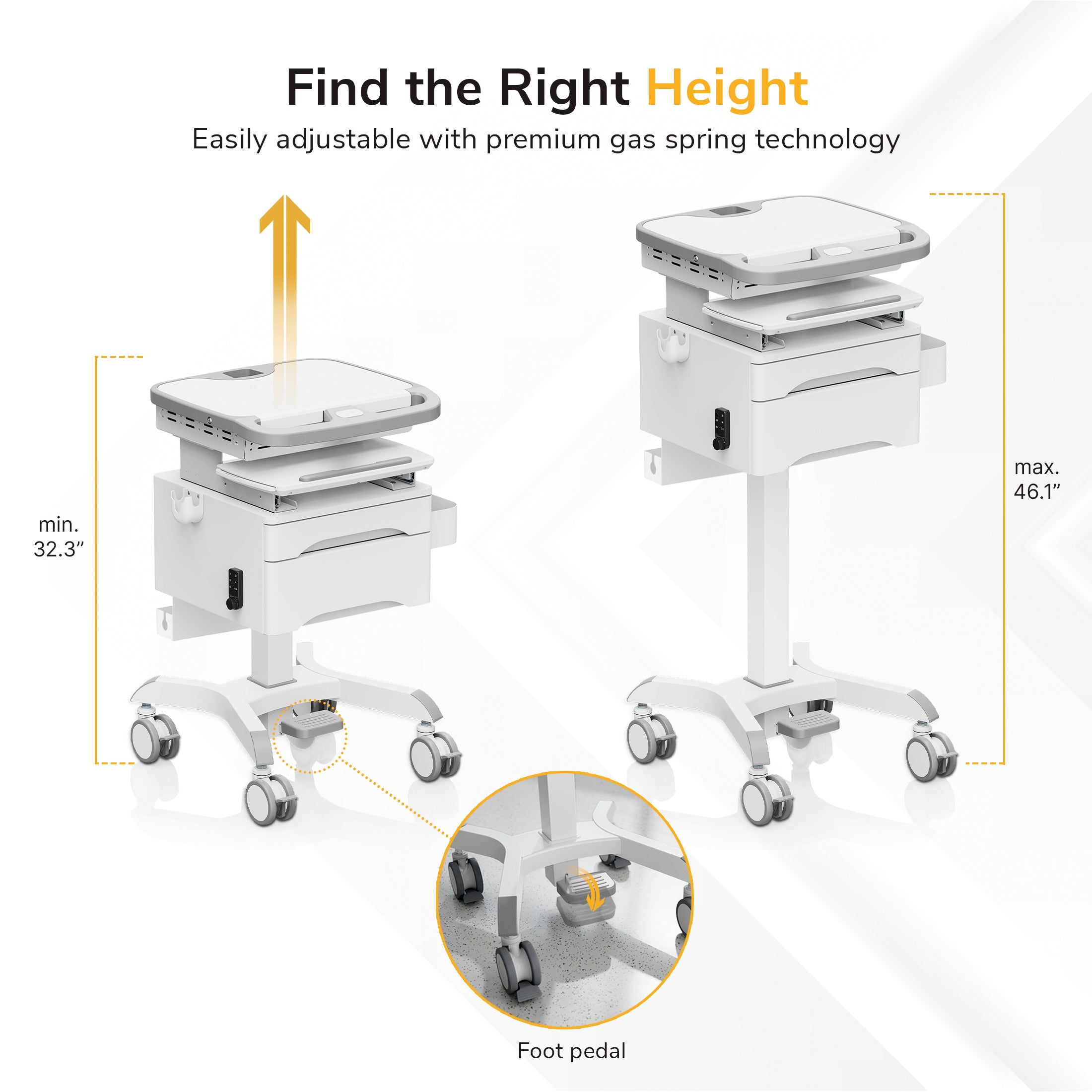 MedHub Powered Mobile Workstation with Drawers
