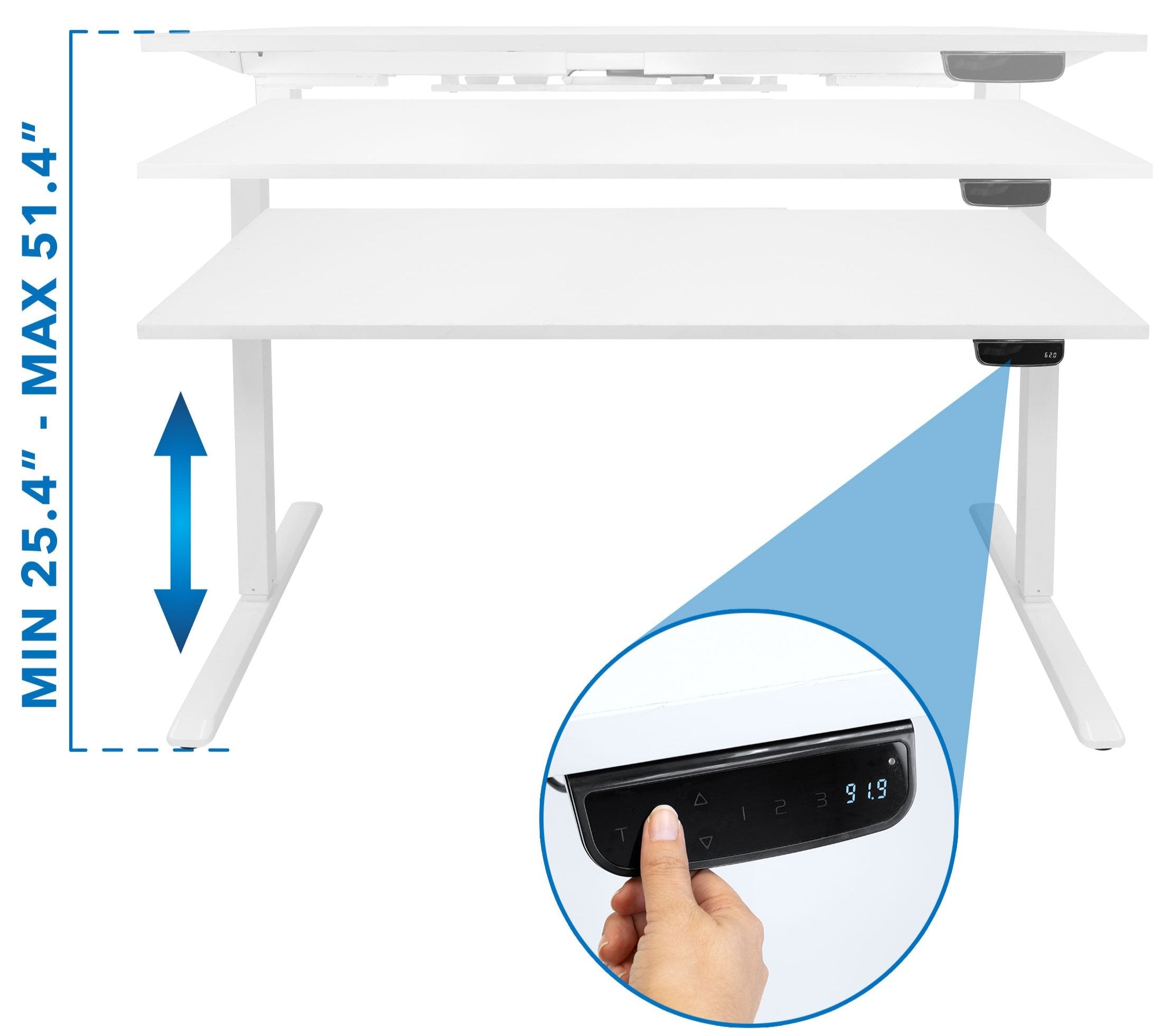 Ultimate Dual Motor Electric Standing Desk with 55" Tabletop - White Base/White Top