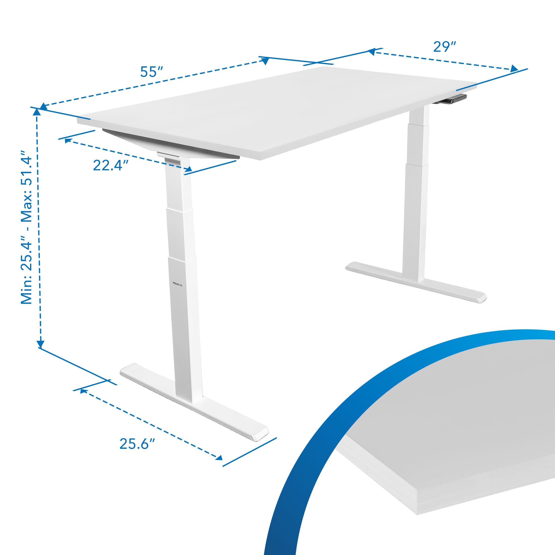 Ultimate Dual Motor Electric Standing Desk with 55" Tabletop - White Base/White Top