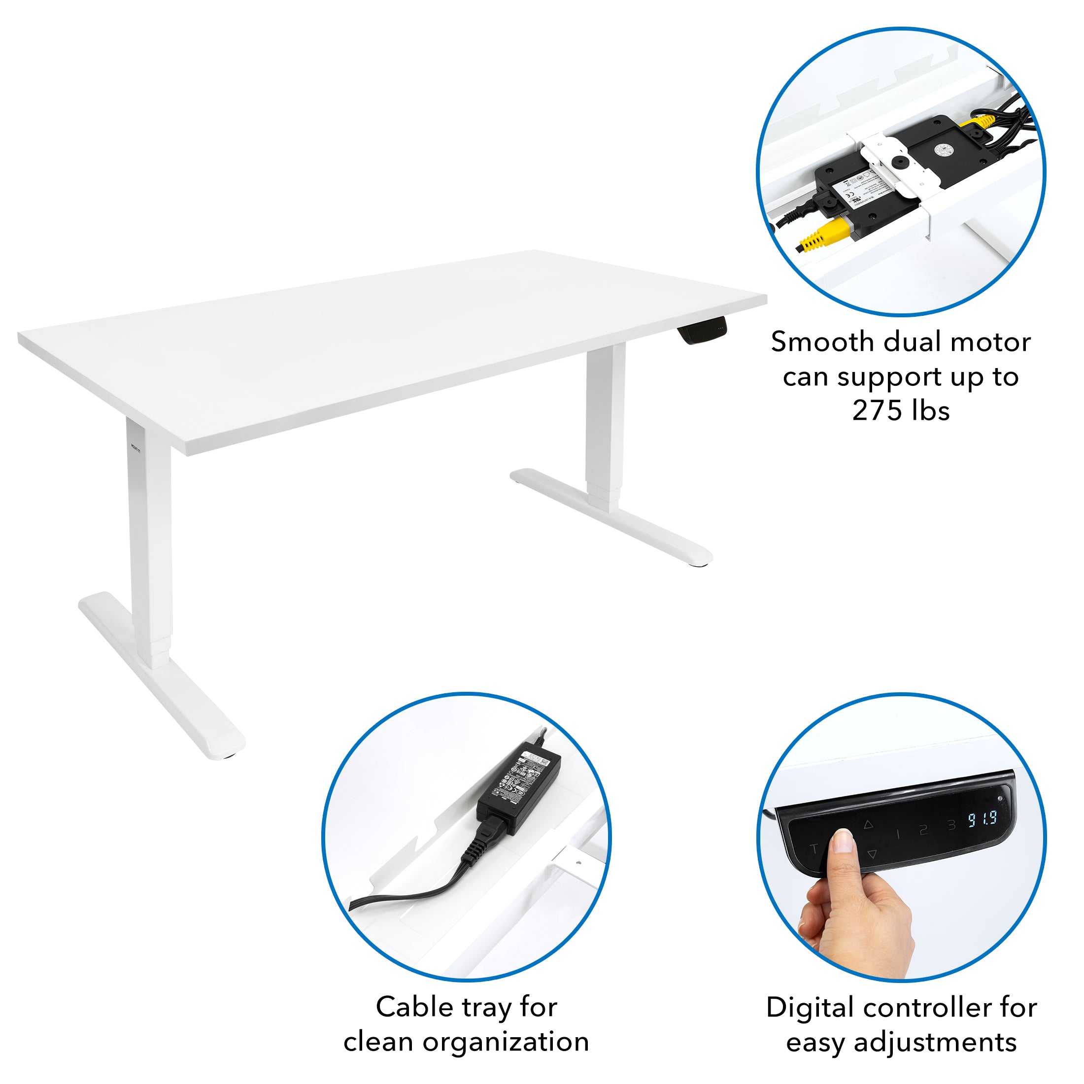 Ultimate Dual Motor Electric Standing Desk with 55" Tabletop - White Base/White Top