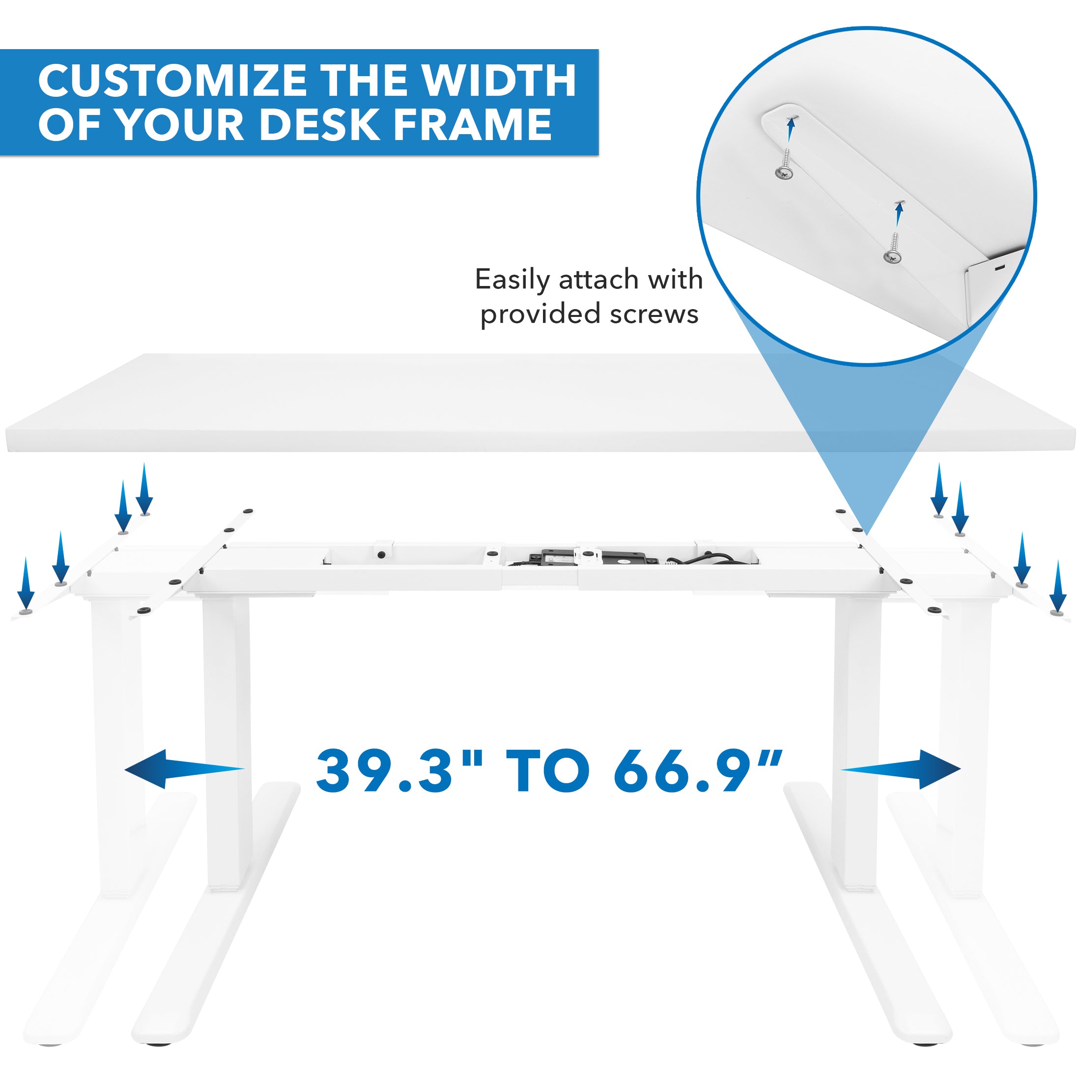 Ultimate Dual Motor Electric Standing Desk with 55" Tabletop - White Base/White Top