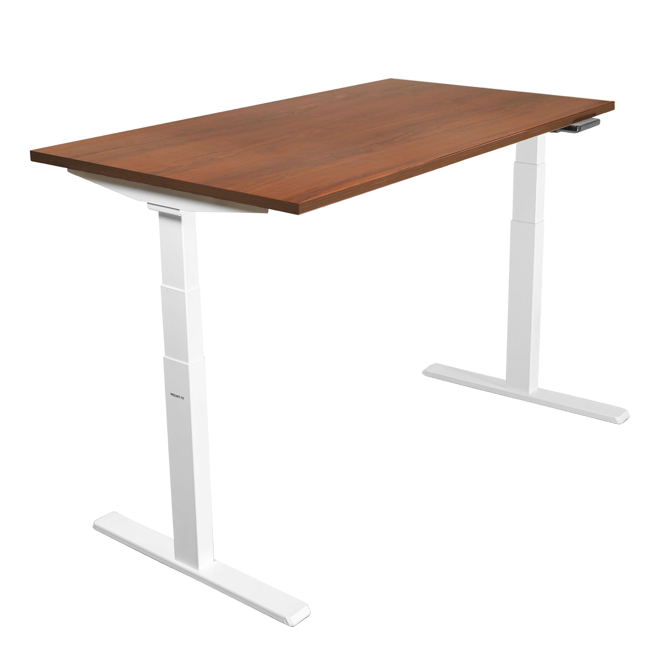 Ultimate Dual Motor Electric Standing Desk with 55" Tabletop - White Base/Brown Top
