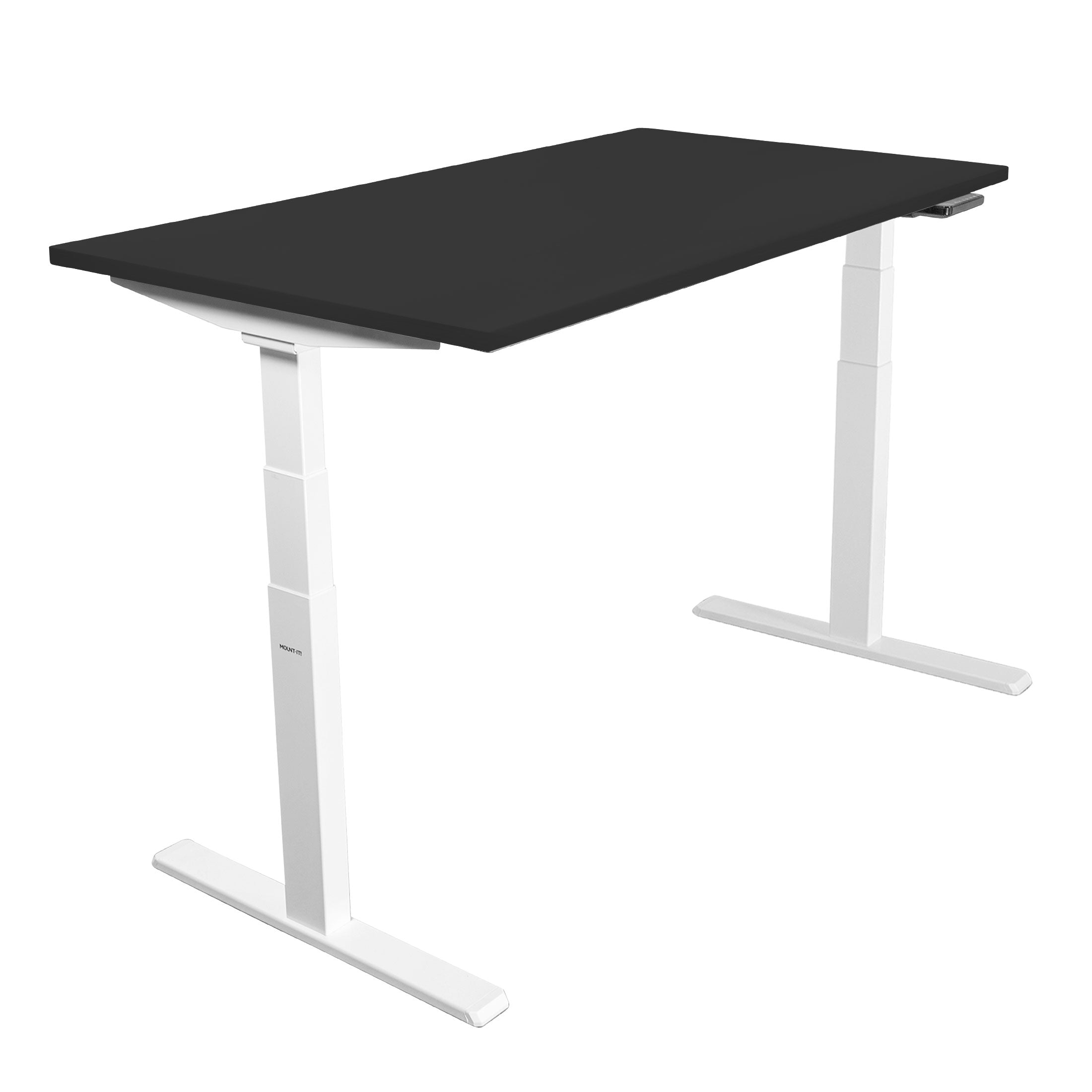 Ultimate Dual Motor Electric Stranding Desk with 55" Tabletop - White Base/Black Top