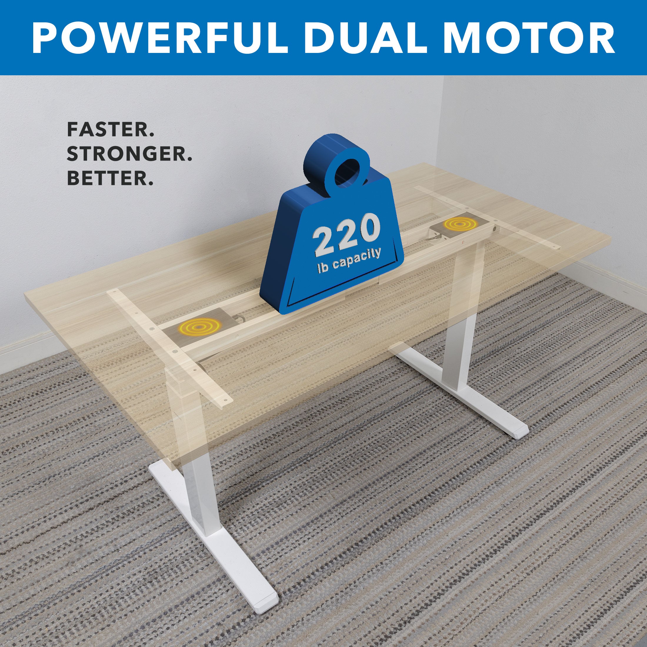 Ultimate Dual Motor Electric Standing Desk with 55" Tabletop - White Base/Maple Top
