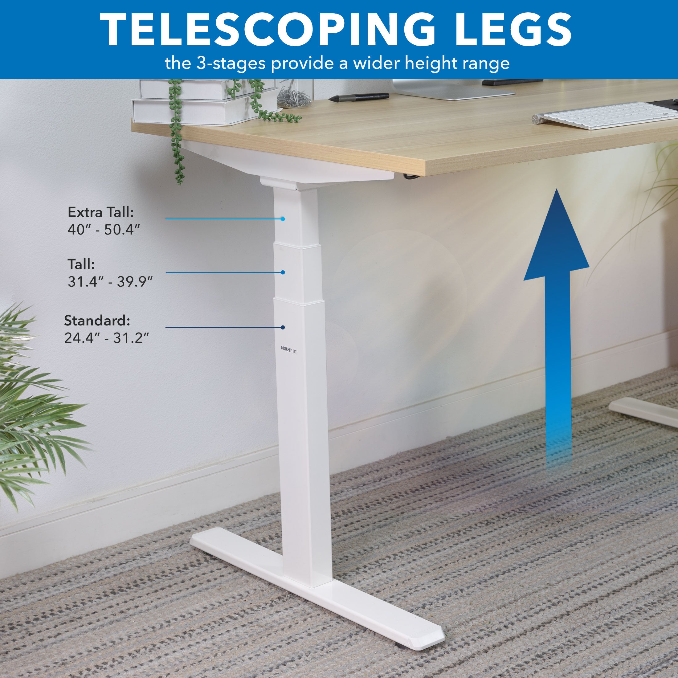 Ultimate Dual Motor Electric Standing Desk with 55" Tabletop - White Base/Maple Top