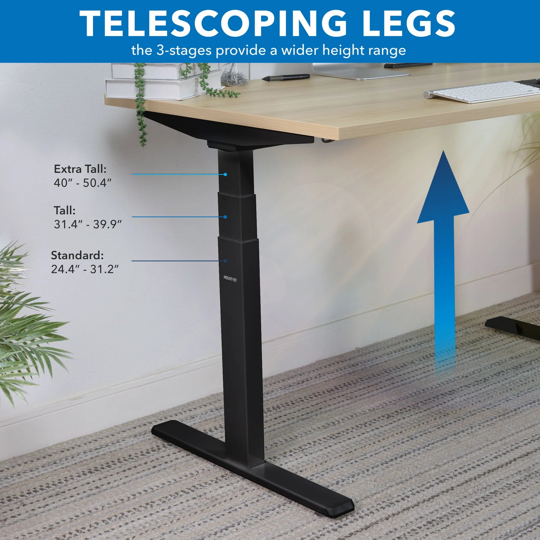 Ultimate Dual Motor Electric Standing Desk with 55" Tabletop - Black Base/Maple Top