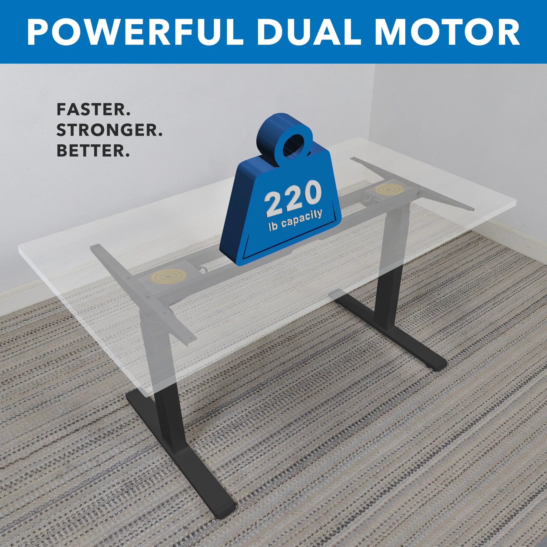 Ultimate Dual Motor Electric Standing Desk with 55" Tabletop - Black Base/White Top