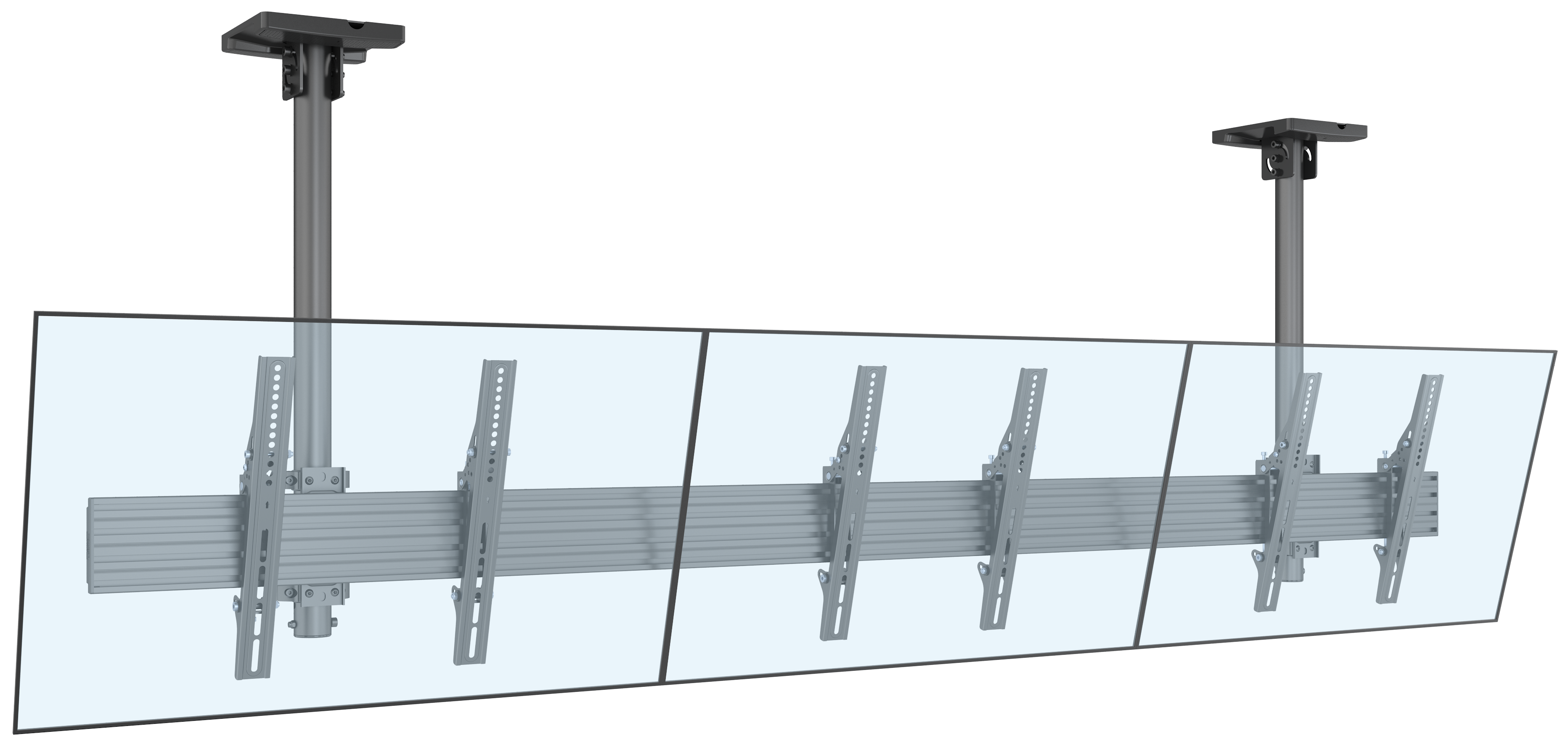 Triple-Screen Dual-Pole Ceiling Mount (Side-by-Side)