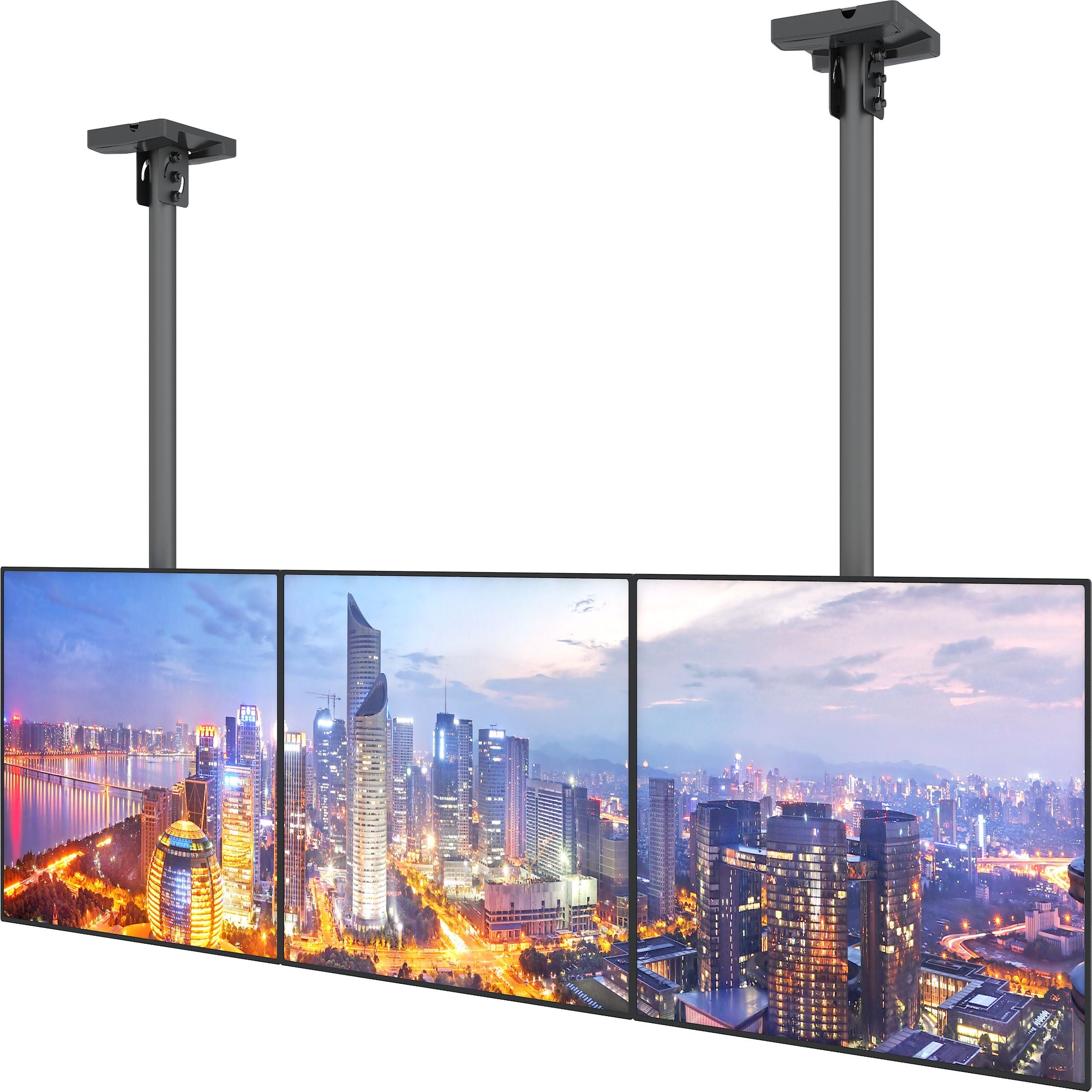 Triple-Screen Dual-Pole Ceiling Mount (Side-by-Side)