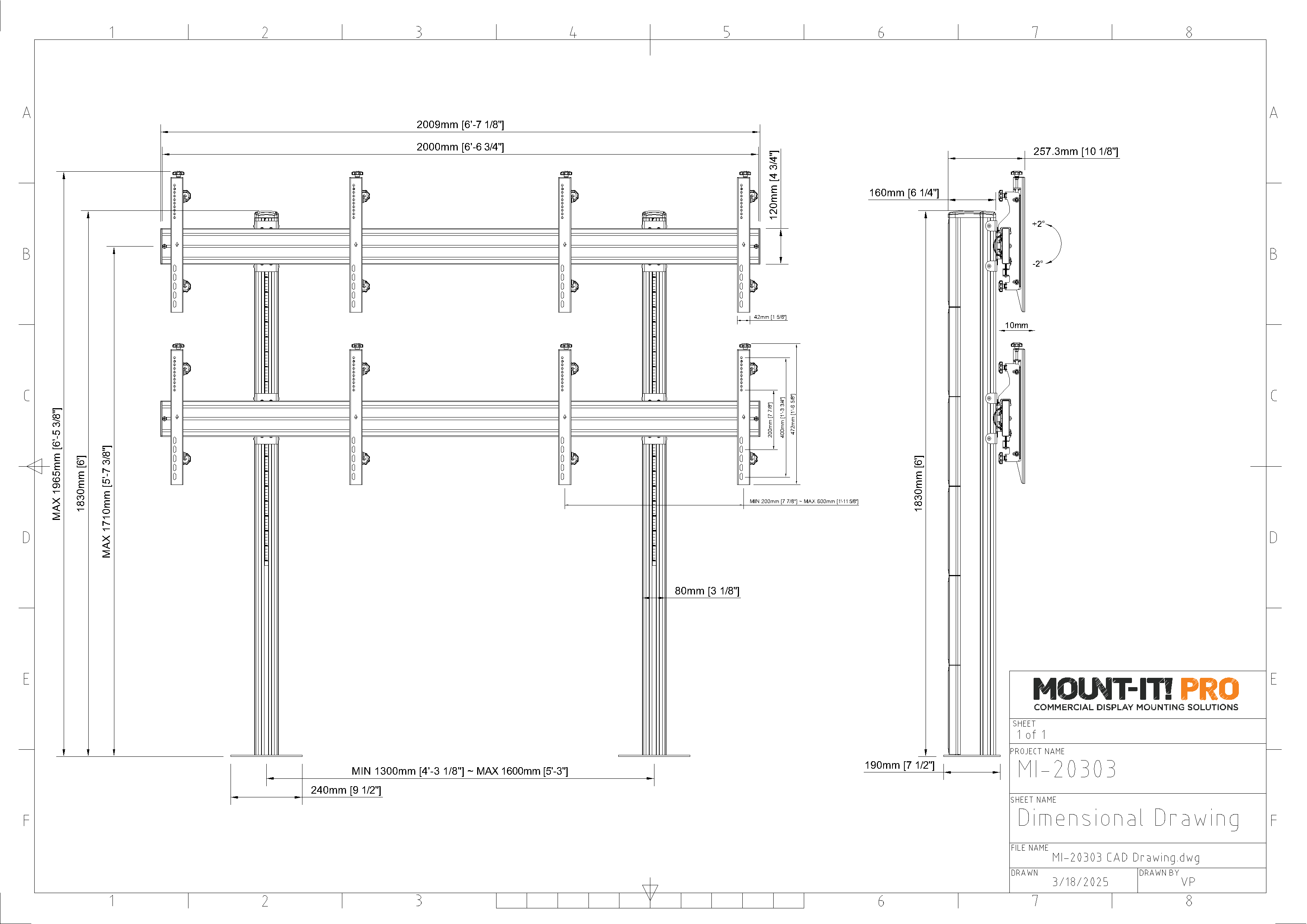 2x2 Quad-Display Stand with Bolt-Down Base