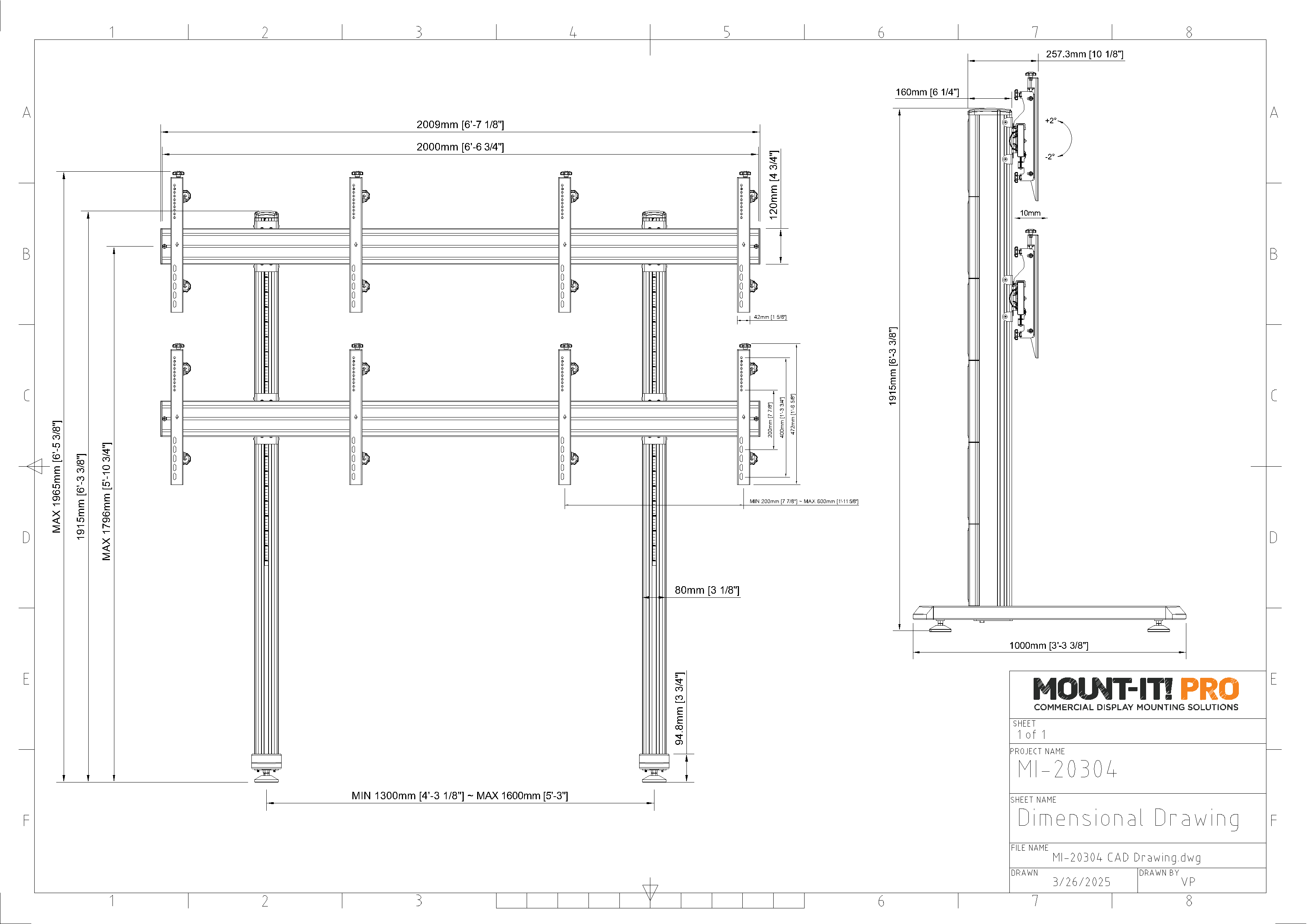 2x2 Quad-Display Stand with Leveling Feet