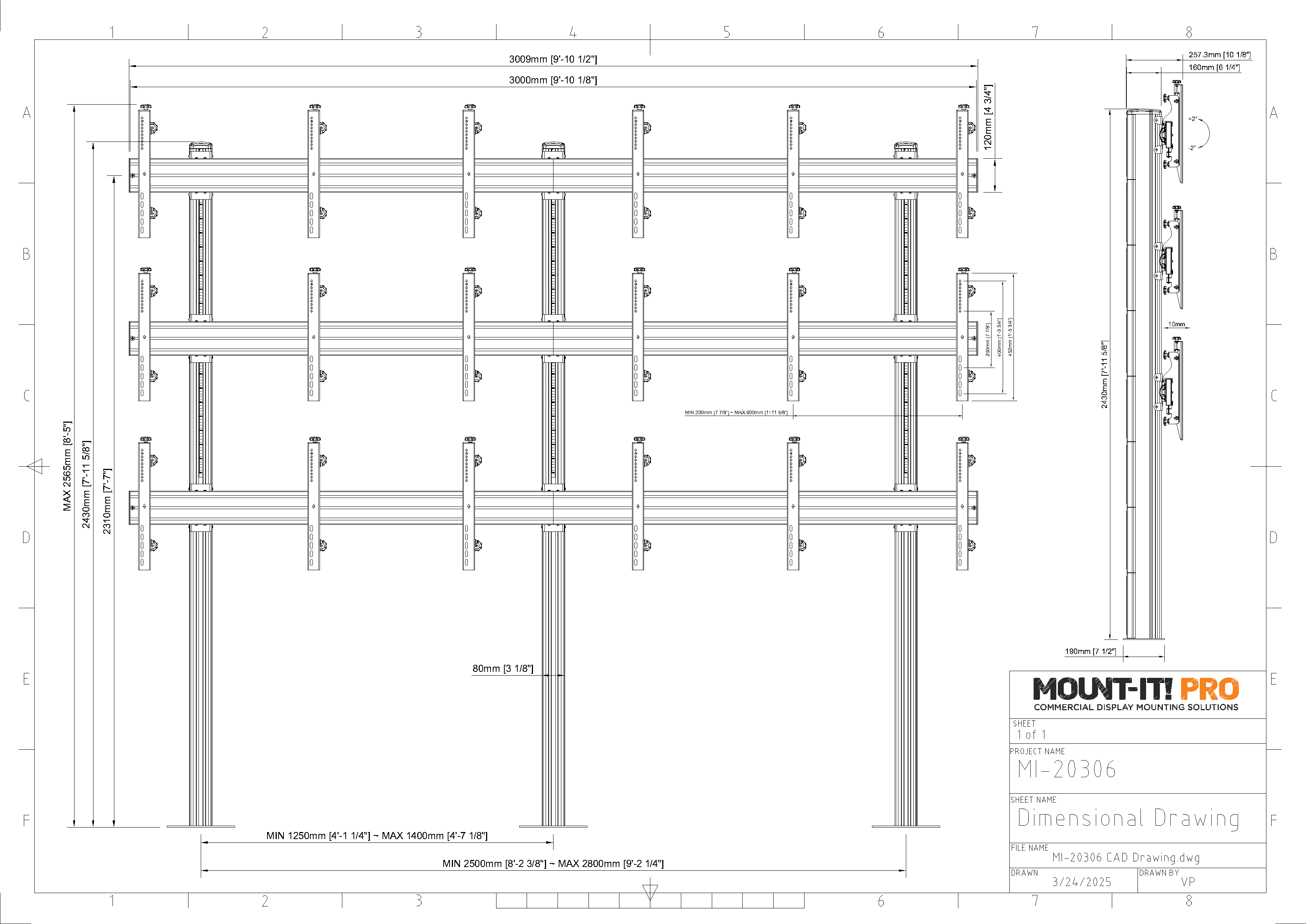 3x3 Nine-Display Stand with Bolt-Down Base