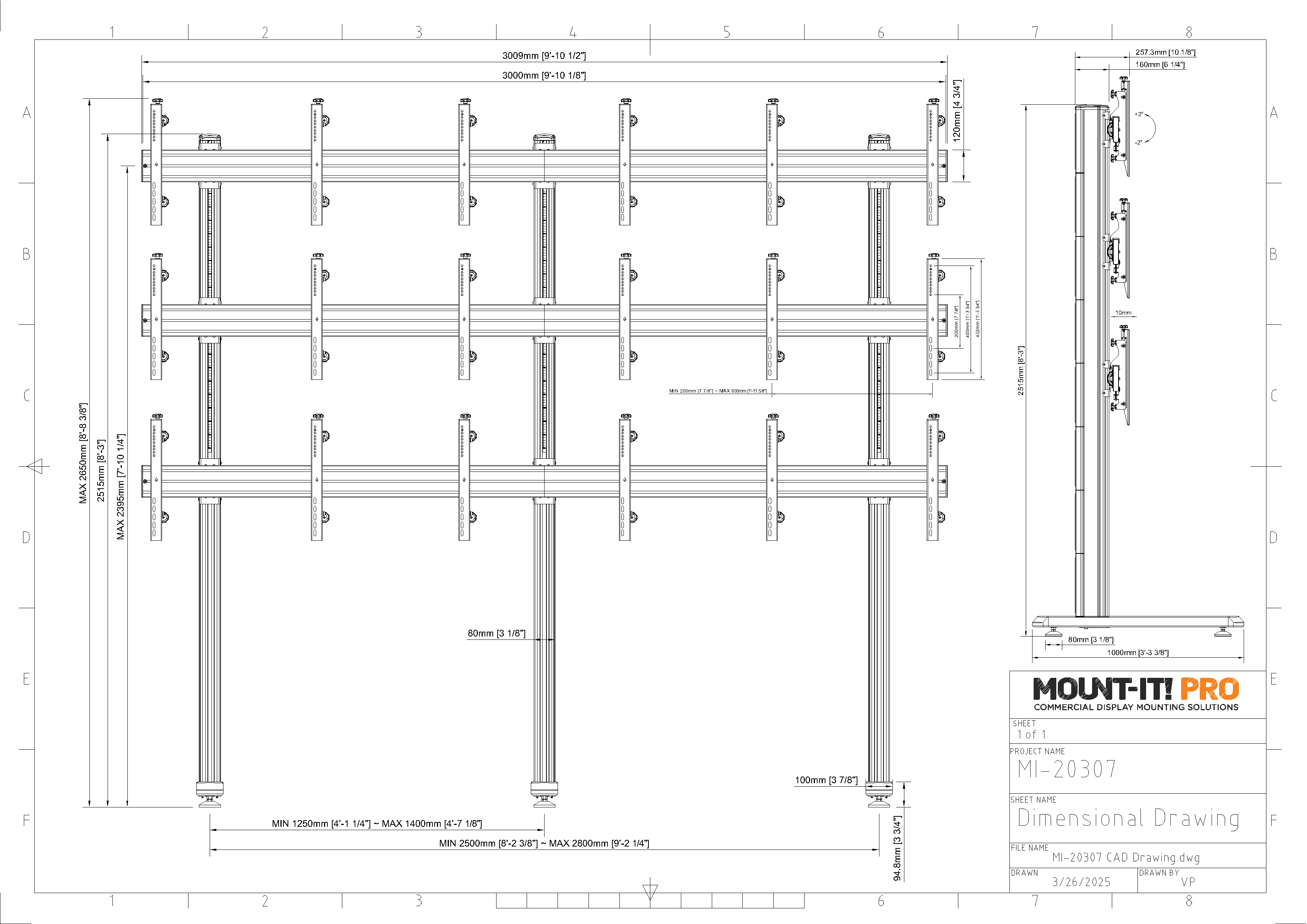 3x3 Nine-Display Stand with Leveling Feet