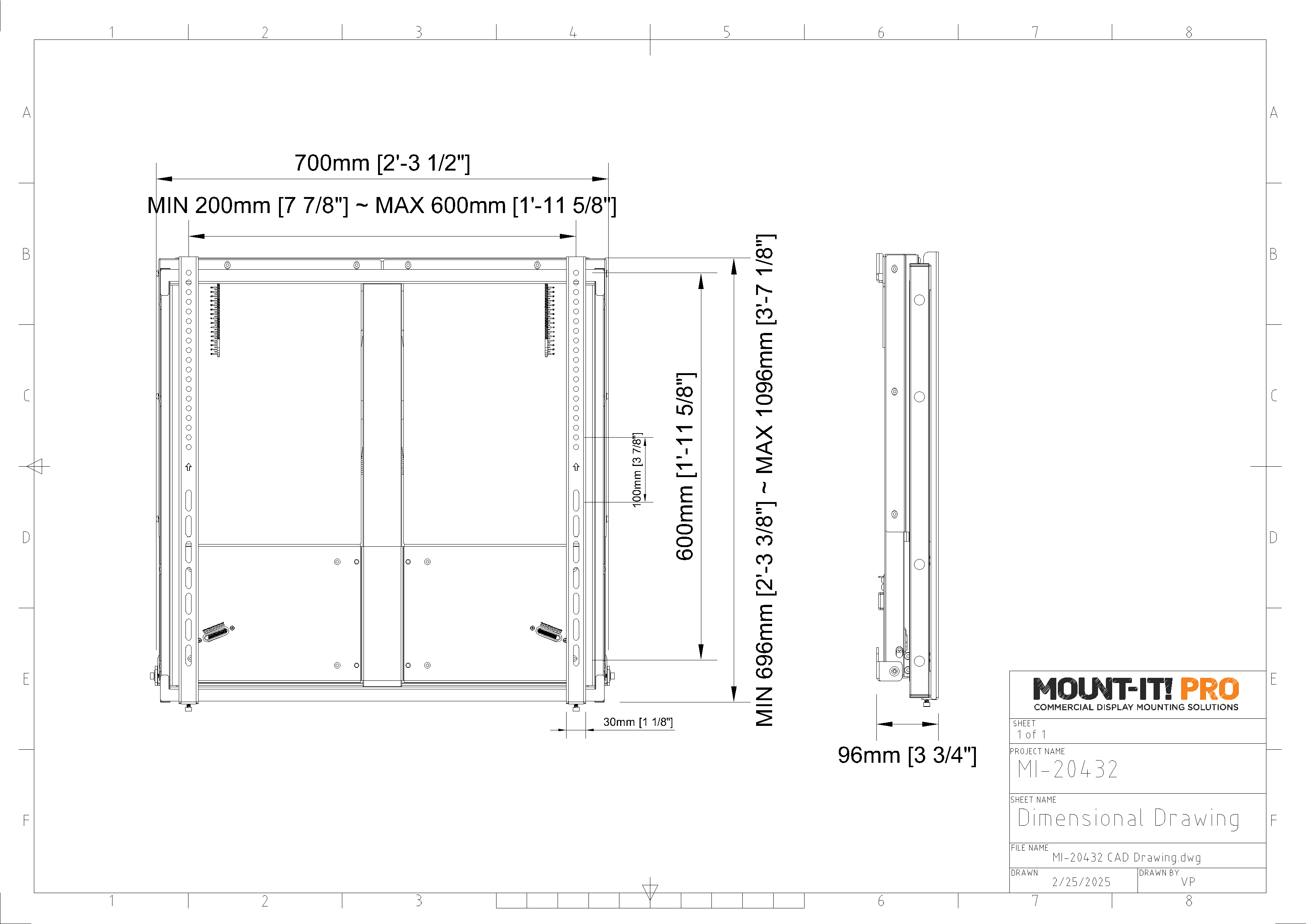 Height-Adjustable Wall Mount for Interactive Displays 55" - 86"