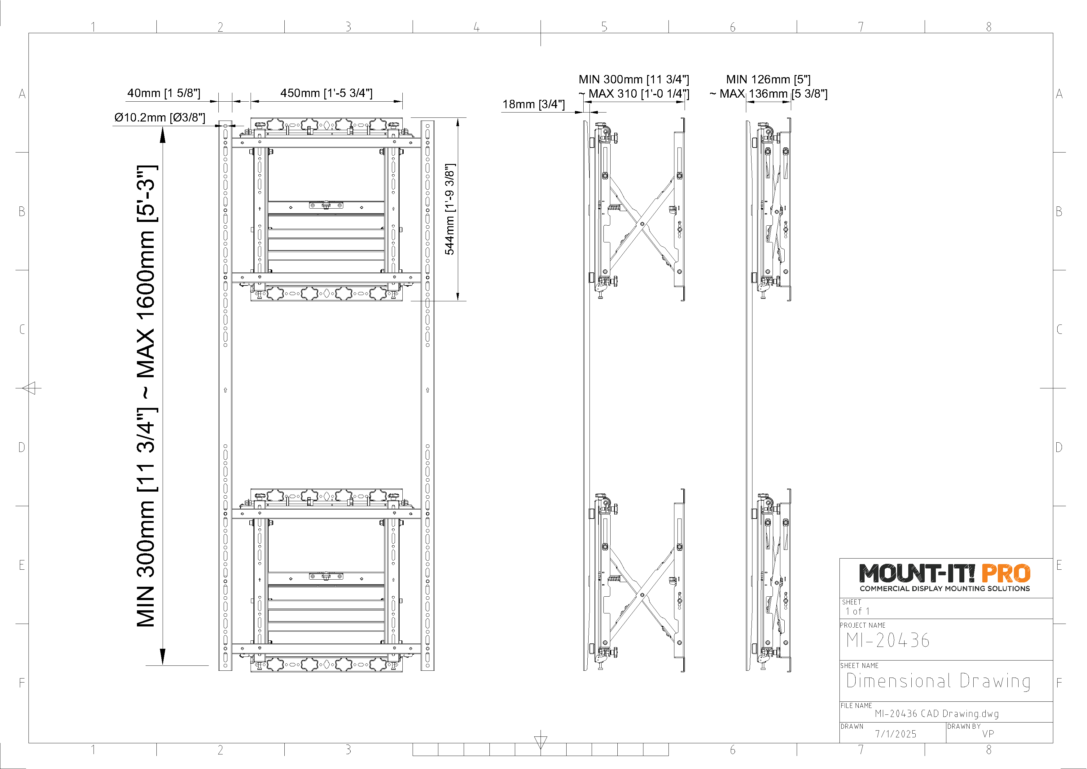 Double Push-In Pop-Out Mount for 21:9 Ultra-Wide Displays