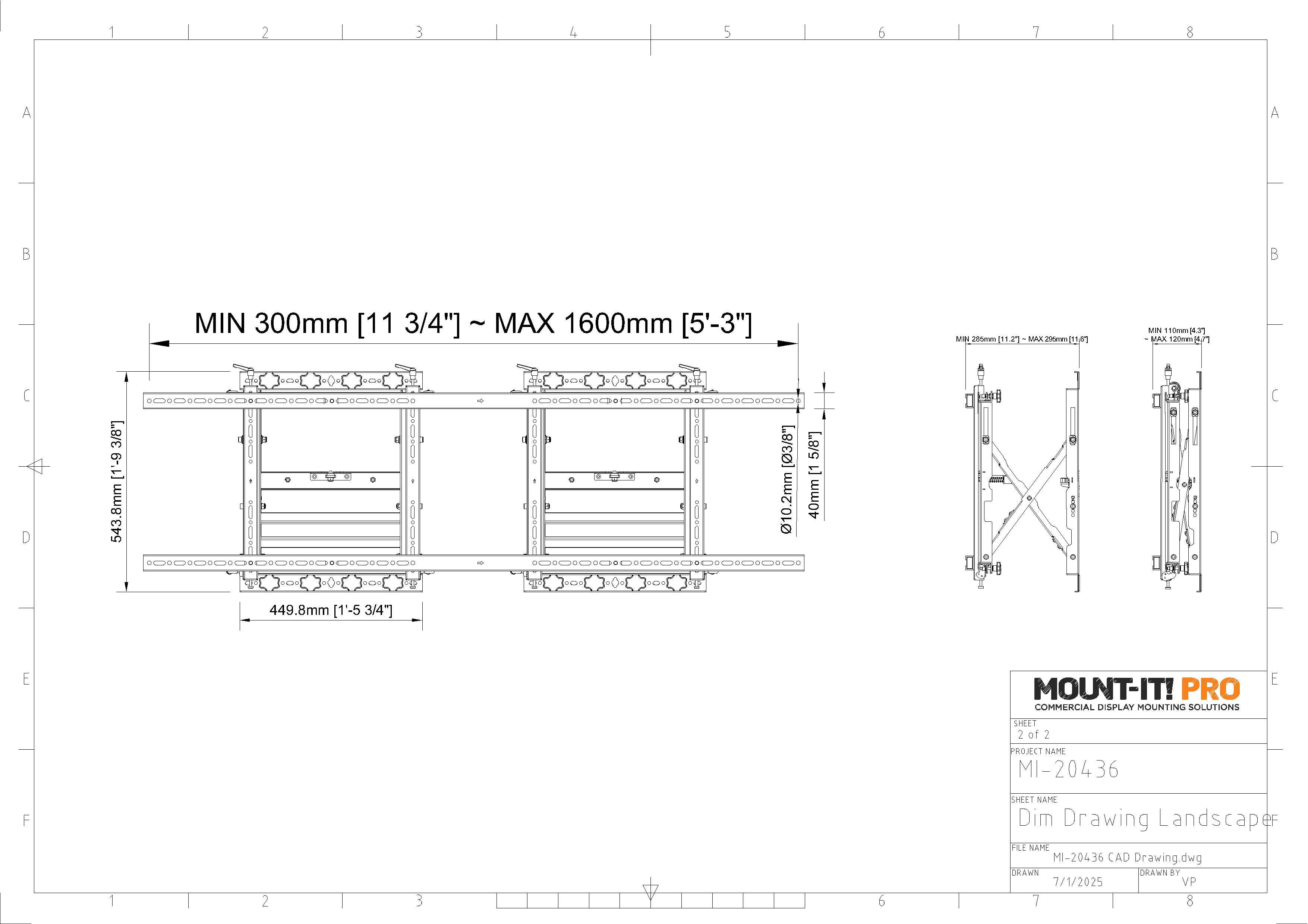 Double Push-In Pop-Out Mount for 21:9 Ultra-Wide Displays