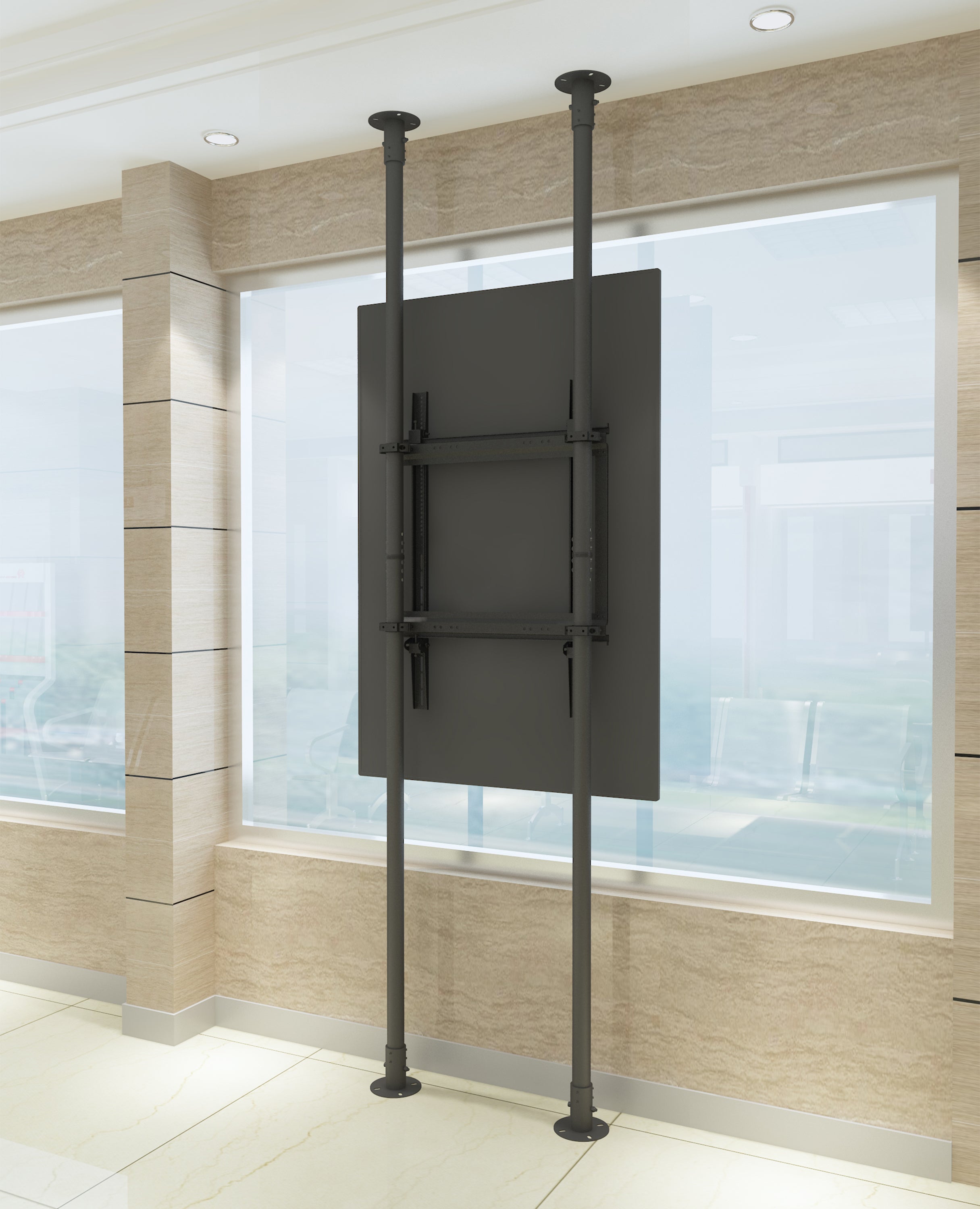 Heavy-Duty Single-Screen Dual-Pole Floor-to-Ceiling Mount Portrait