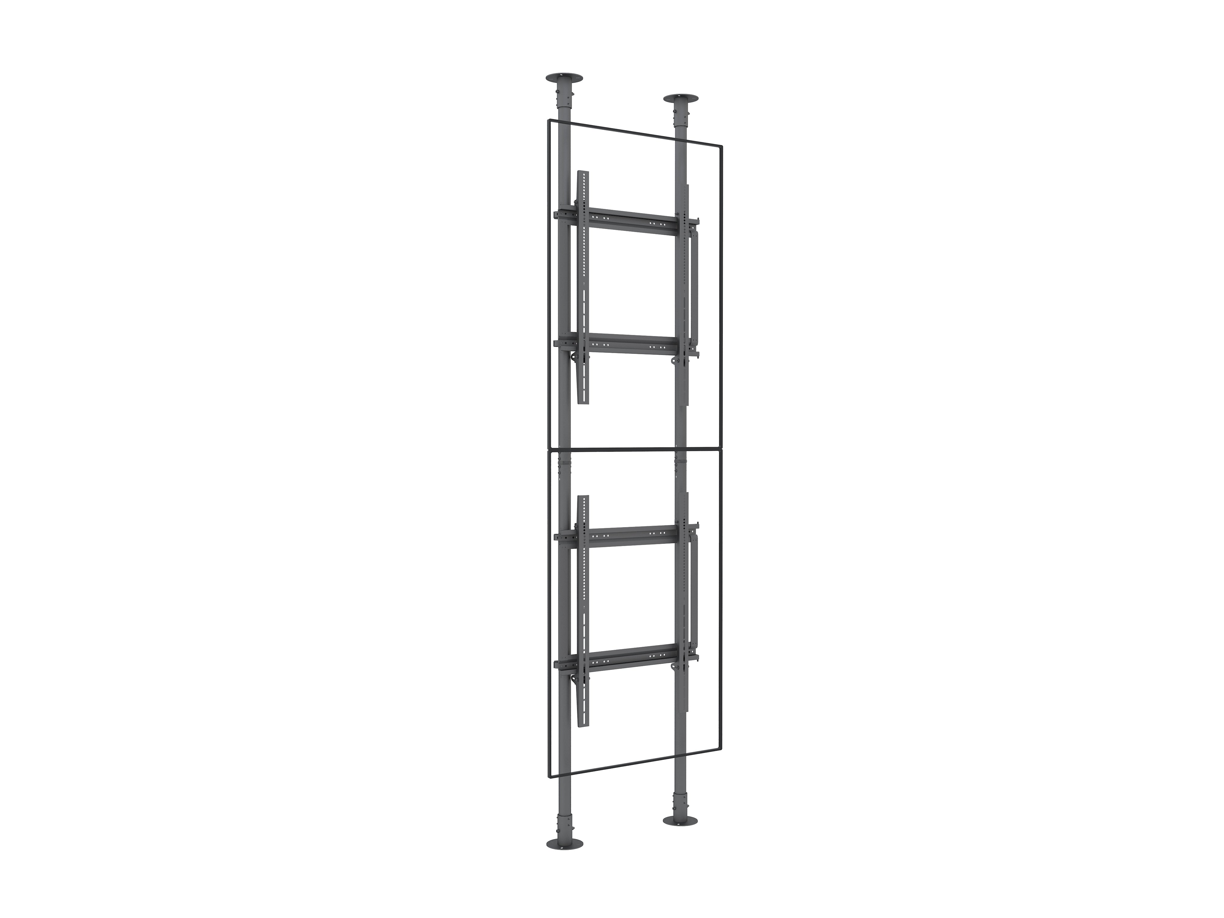 Heavy-Duty Dual-Screen Dual-Pole Floor-to-Ceiling Mount Portrait (Top-to-Bottom)