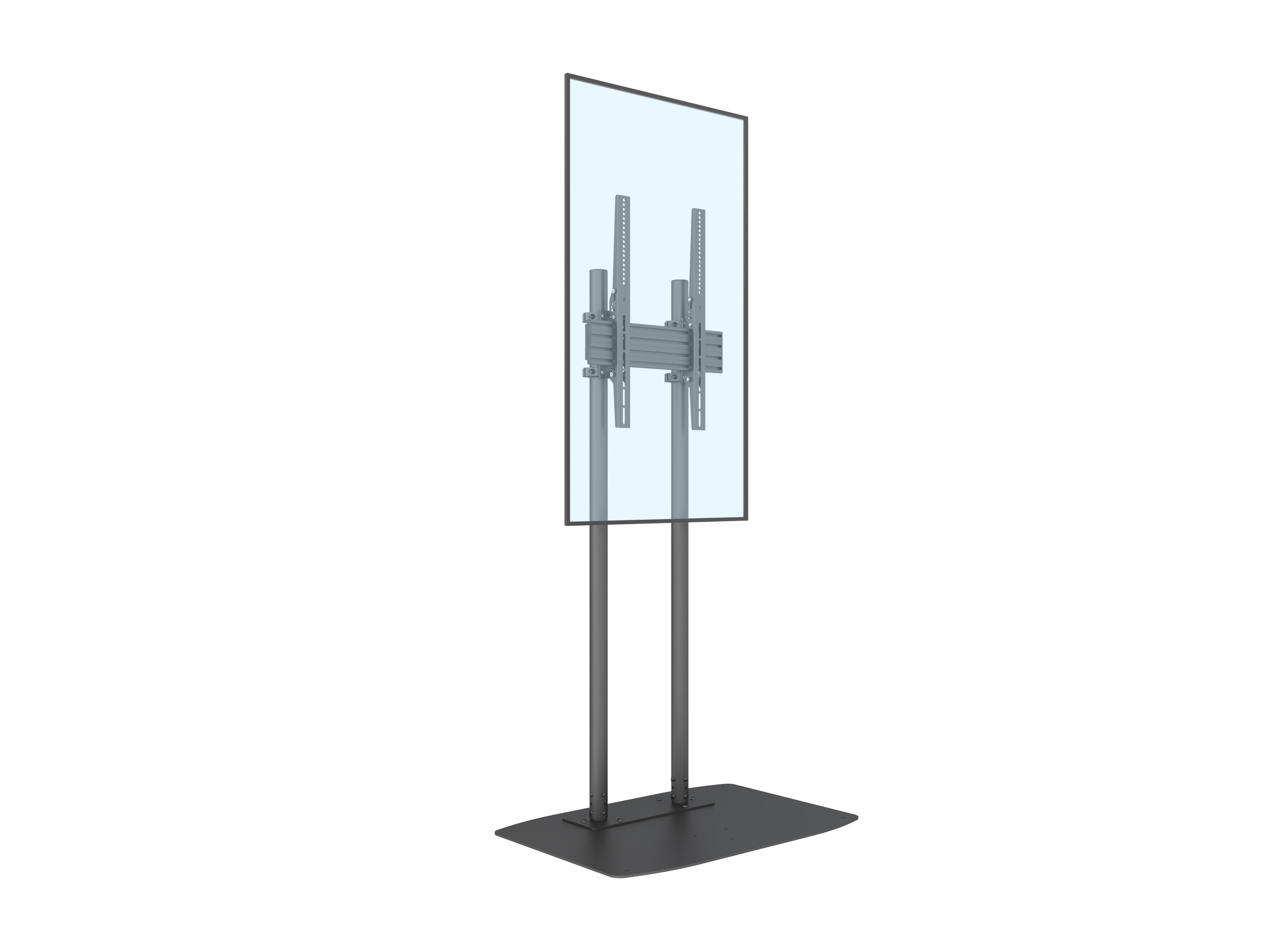 Heavy-Duty Single-Screen Dual-Pole Floor Stand with Wide Base Portrait