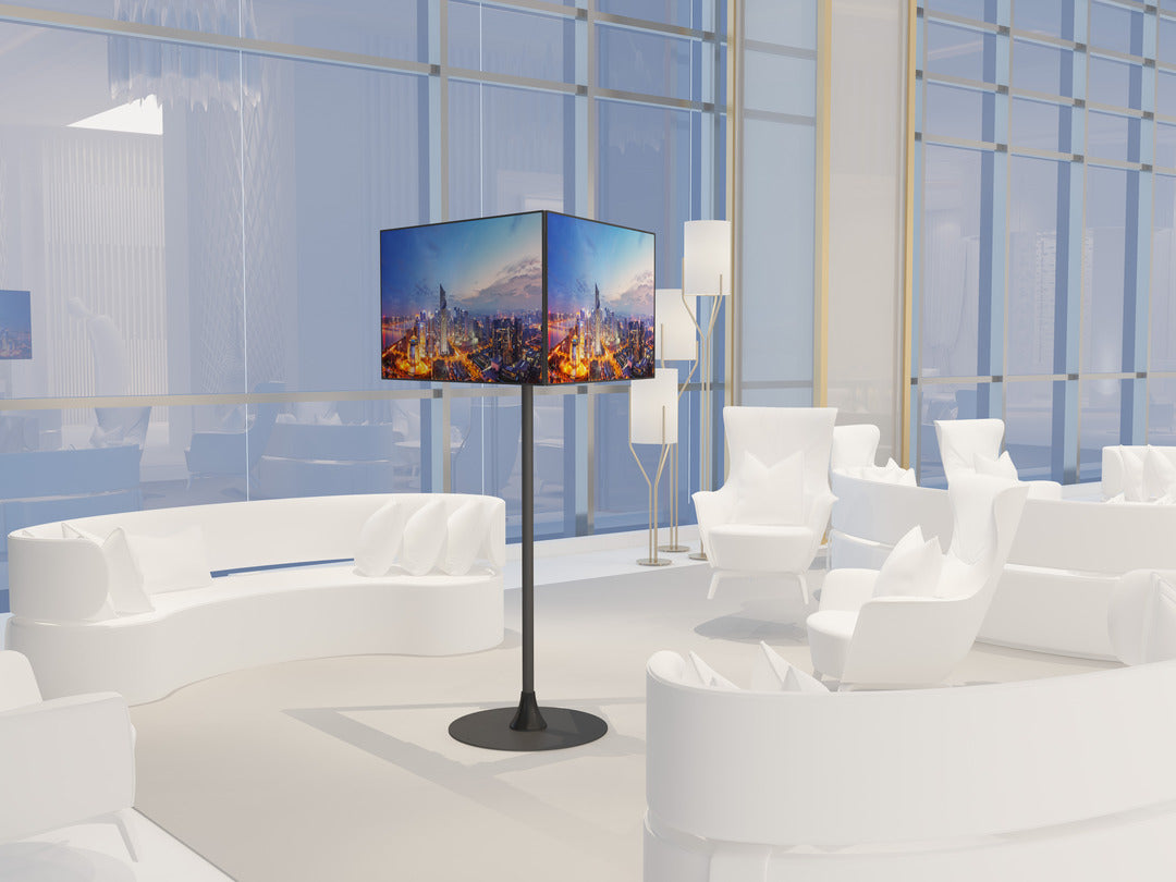 Triple-Screen Dual-Pole Floor Stand