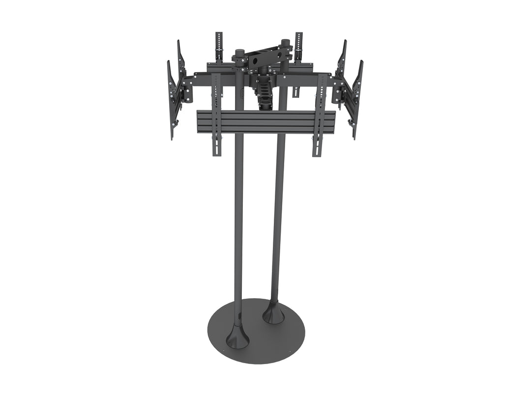 Quad-Screen Dual-Pole Floor Stand angeled view