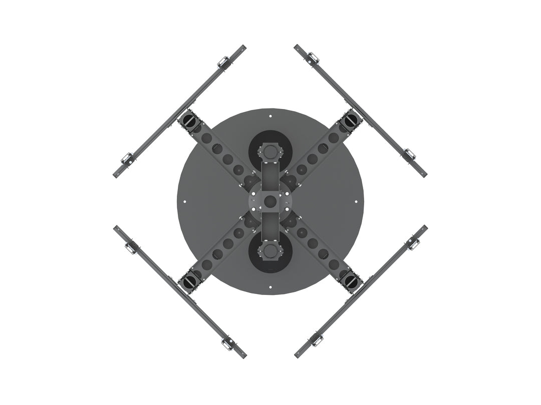 Quad-Screen Dual-Pole Floor Stand top view
