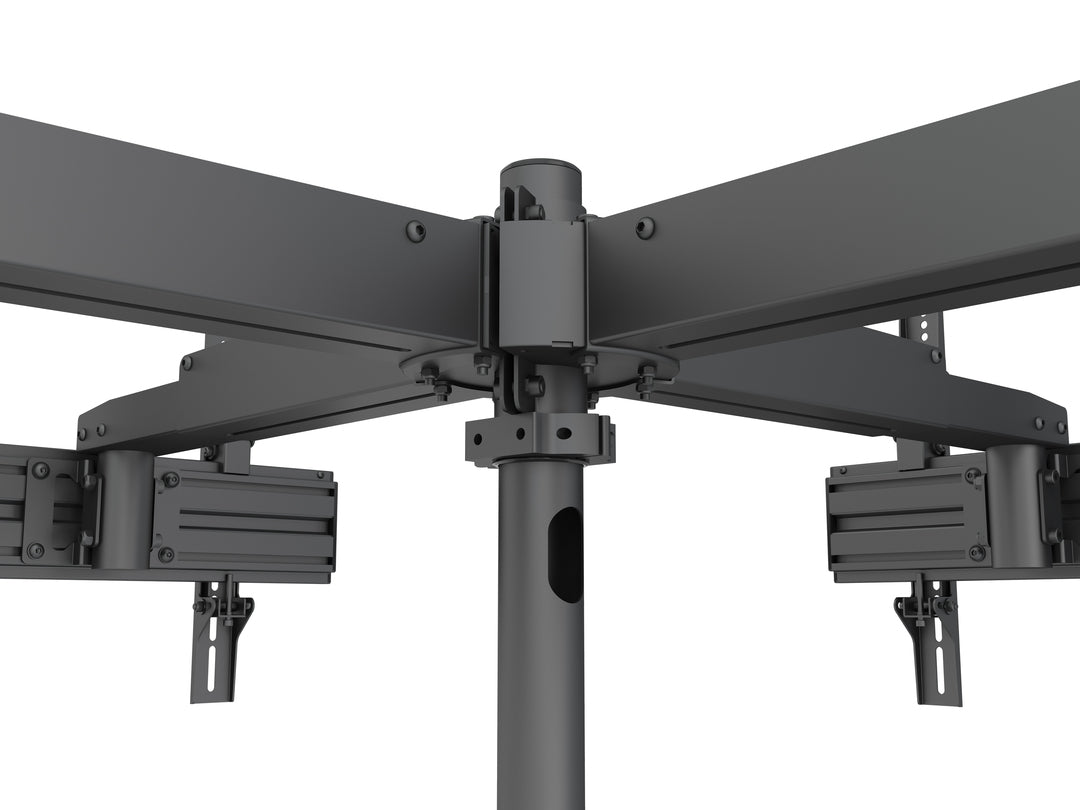 Quad-Screen Dual-Pole Floor Stand close up