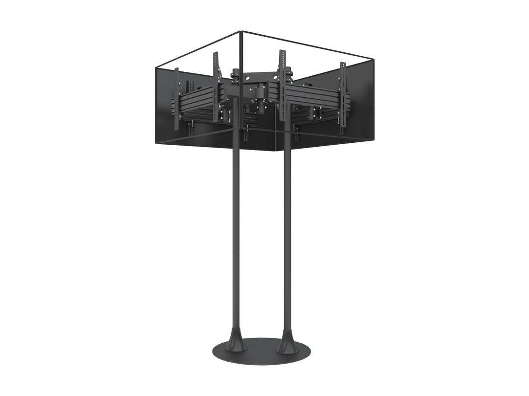 Quad-Screen Dual-Pole Floor Stand with screens