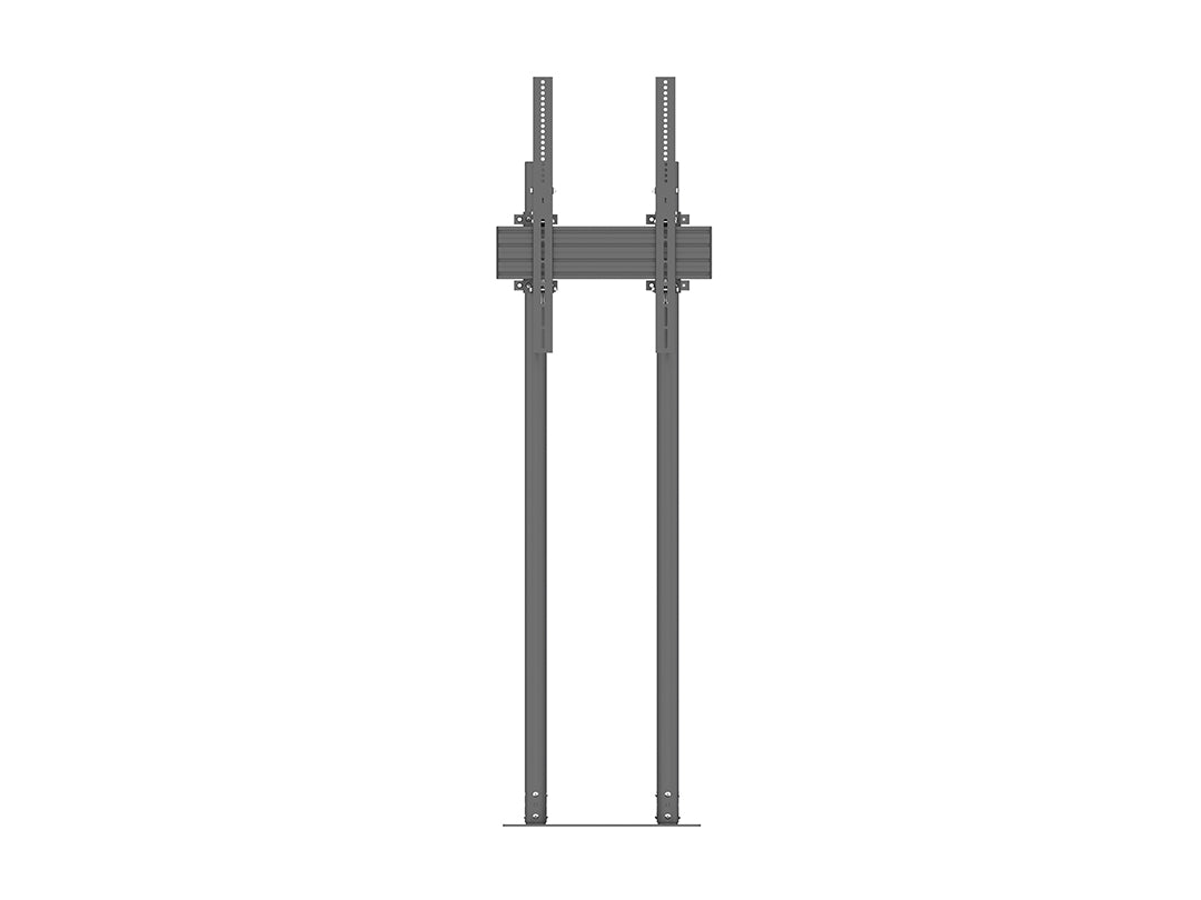 Dual-Screen Dual-Pole Floor Stand with Bolt-Down Base - Back-to-Back Tilt Mounting Bracket