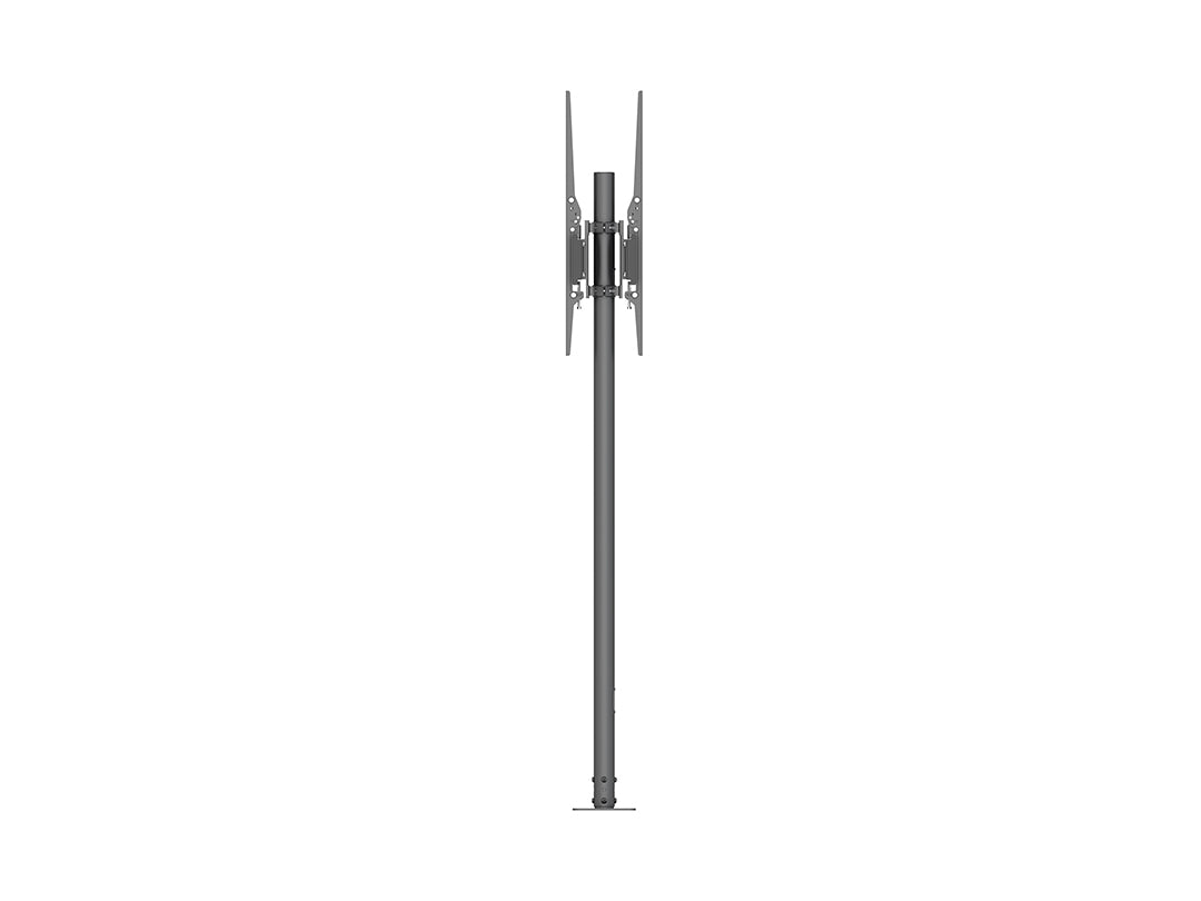 Dual-Screen Dual-Pole Floor Stand with Bolt-Down Base - Back-to-Back Tilt Mounting Bracket