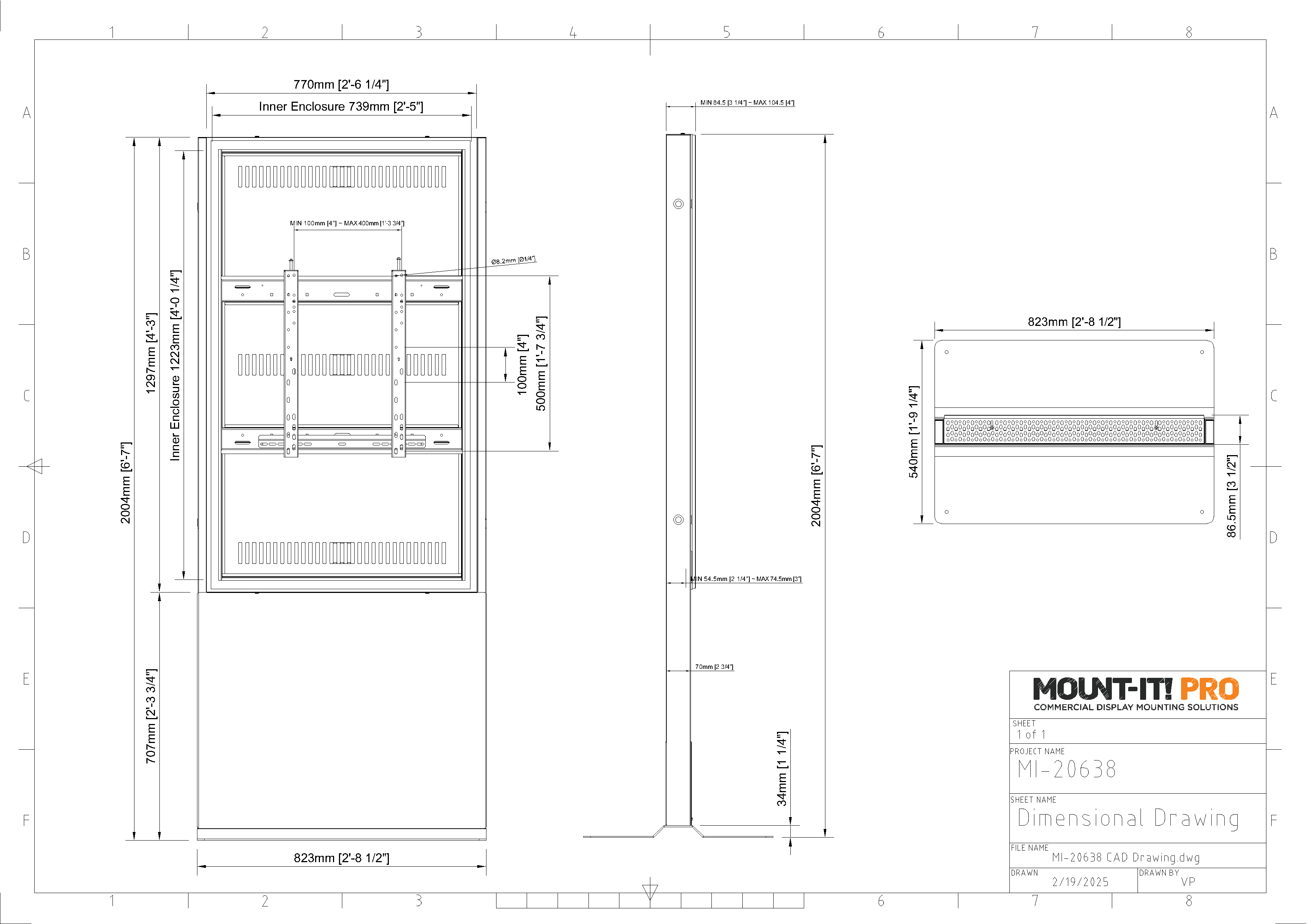 55" Indoor Kiosk Enclosure with Front Cover and Floor Stand
