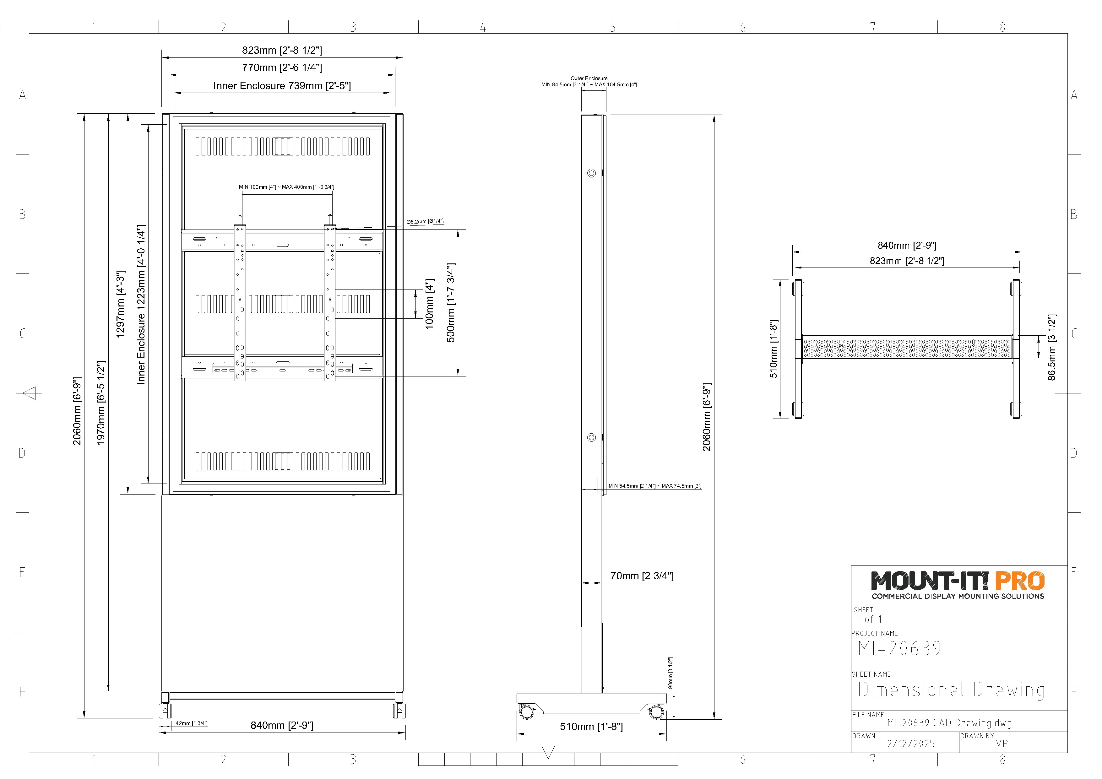 55" Indoor Kiosk Enclosure with Locking Casters