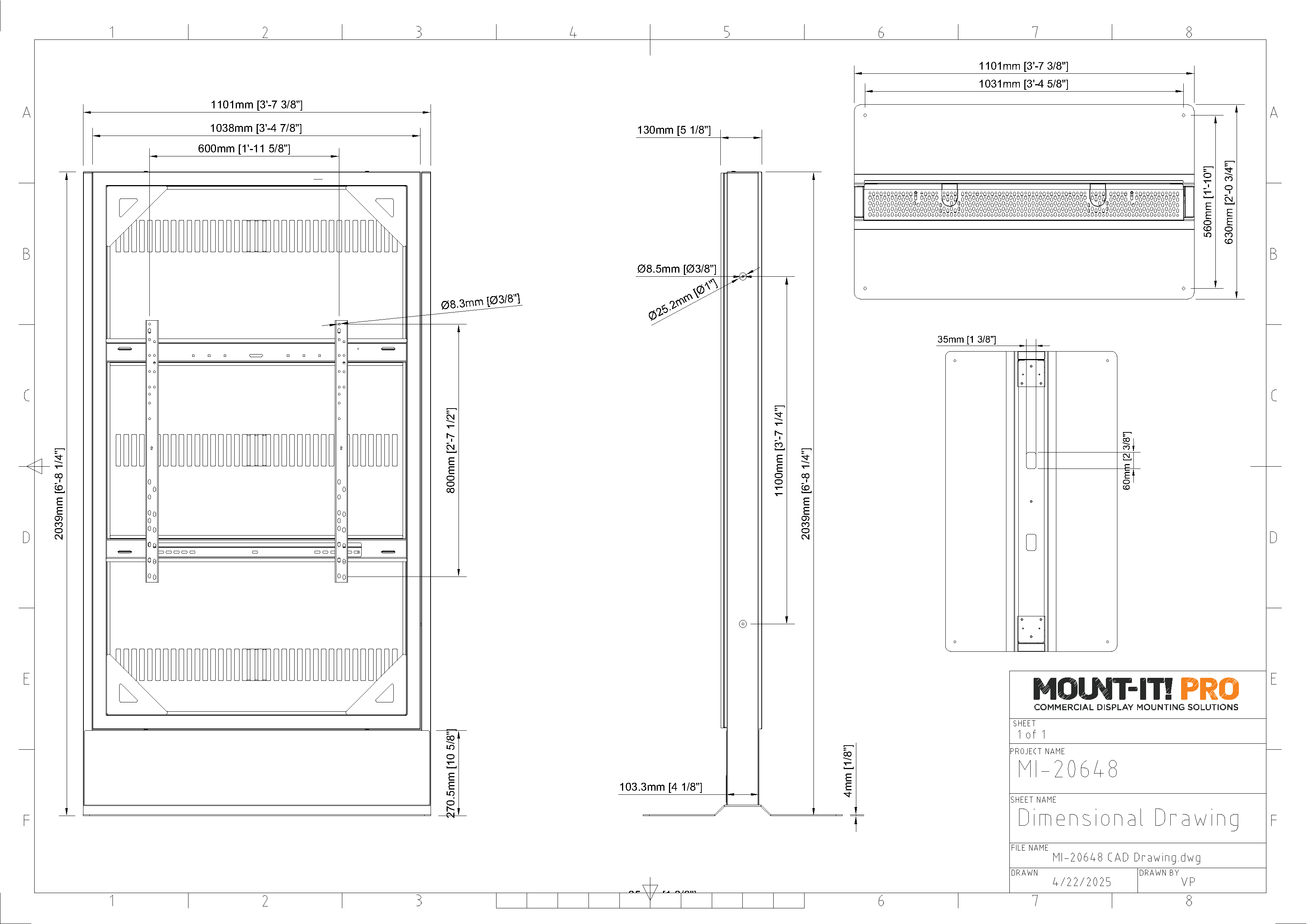 75" Indoor Kiosk Enclosure with Floor Base