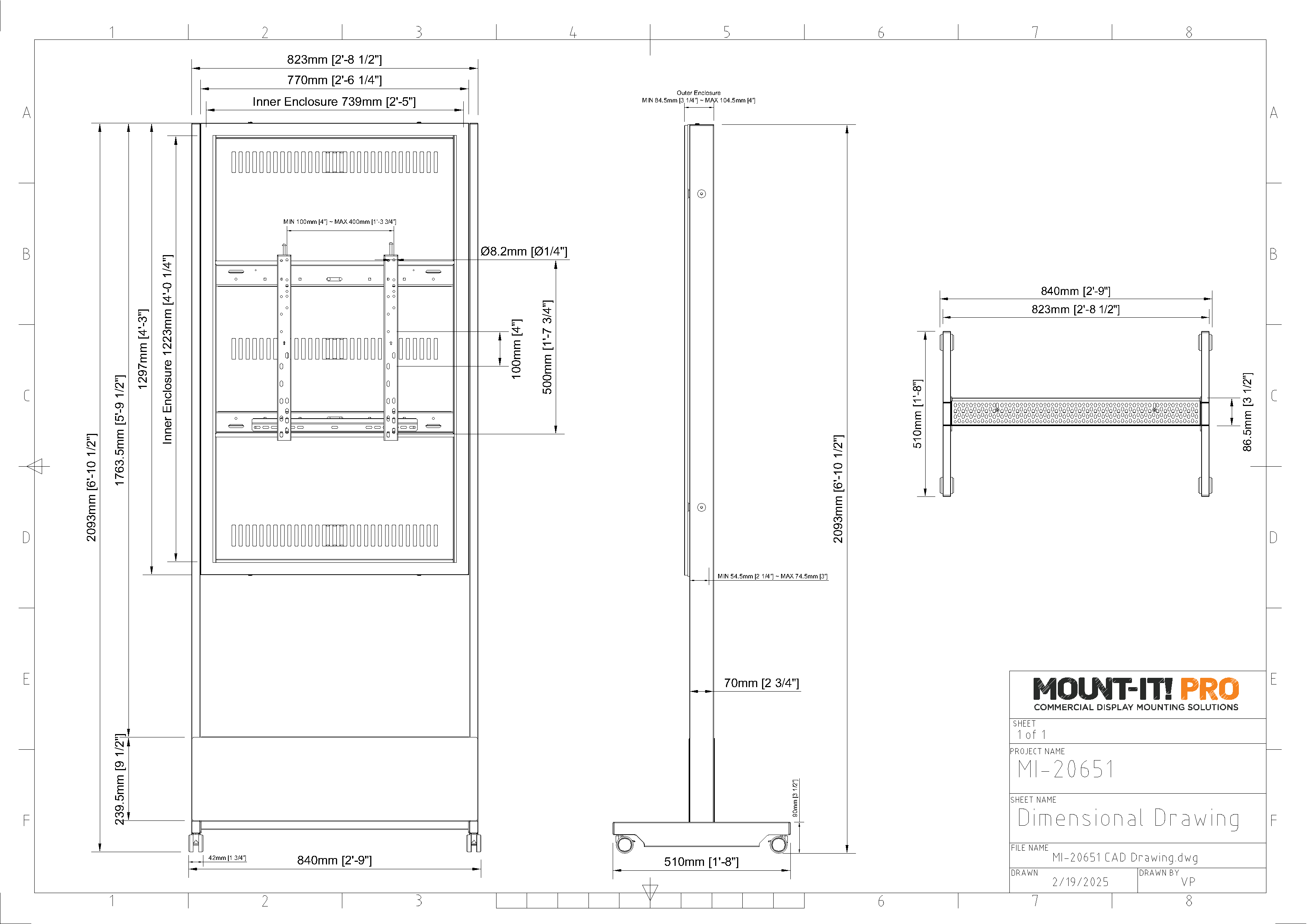 55" Indoor Kiosk Enclosure with Locking Casters
