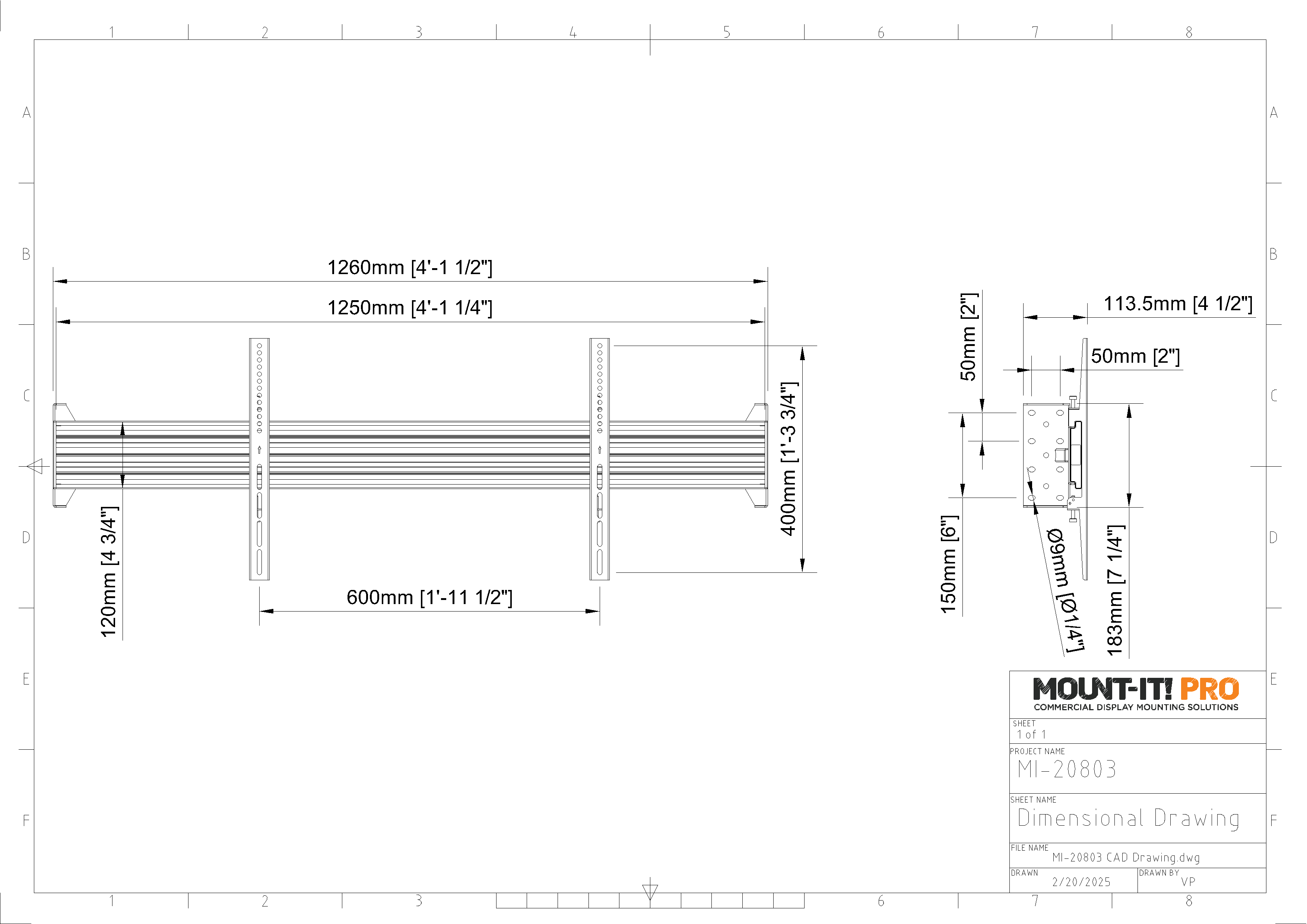 Dual-Point Single-Screen Wall-to-Wall Mount