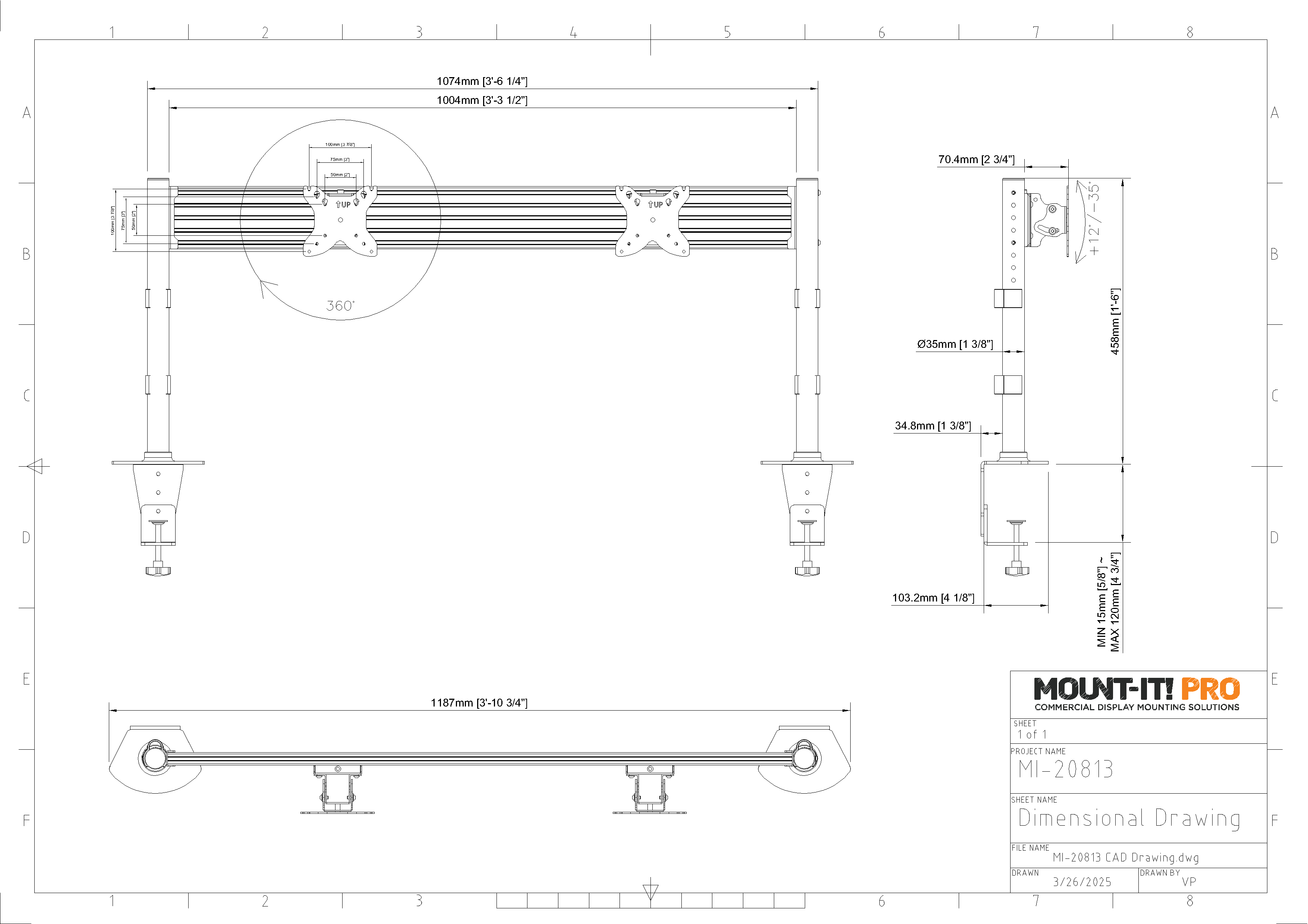 Control Room Dual-Screen Desk Mount