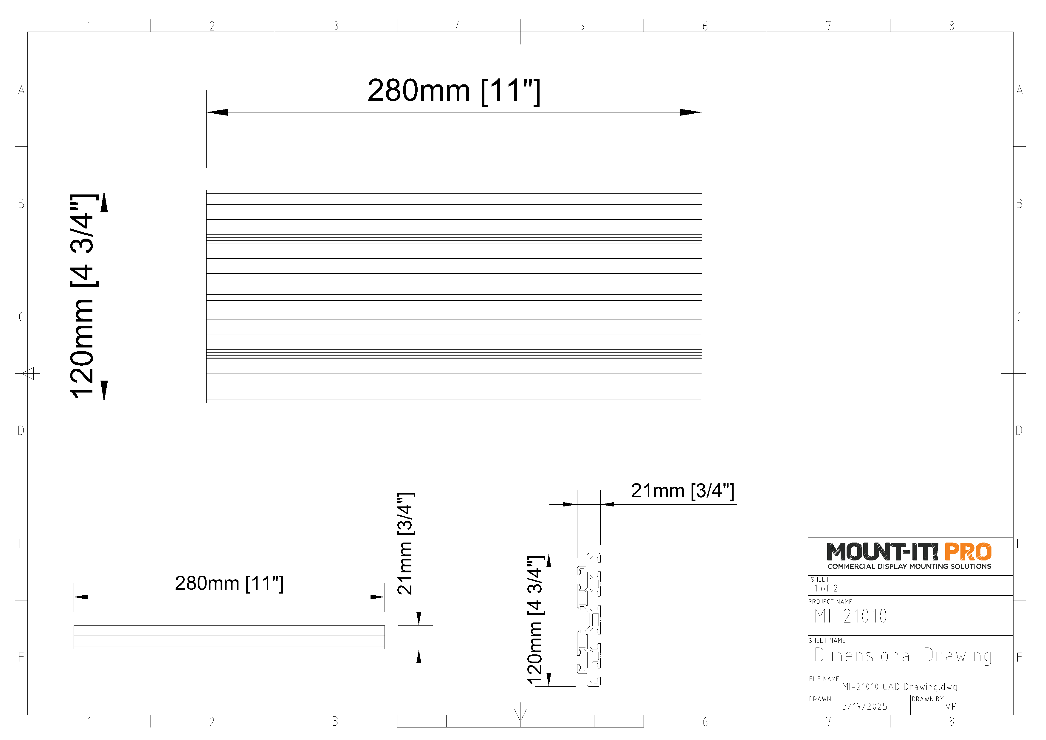 Mounting Rail (280mm, 11")