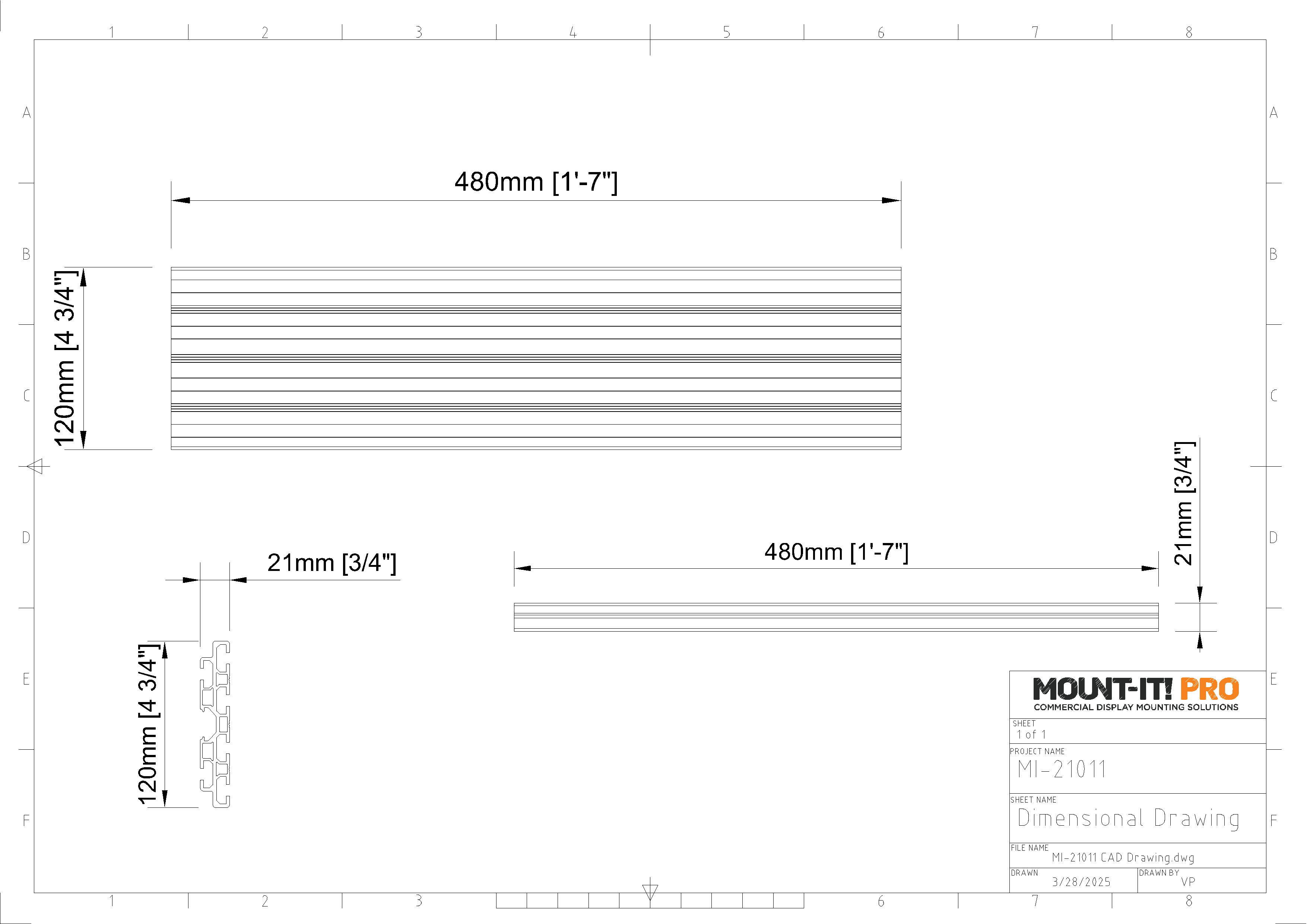 Mounting Rail (480mm, 18.9")