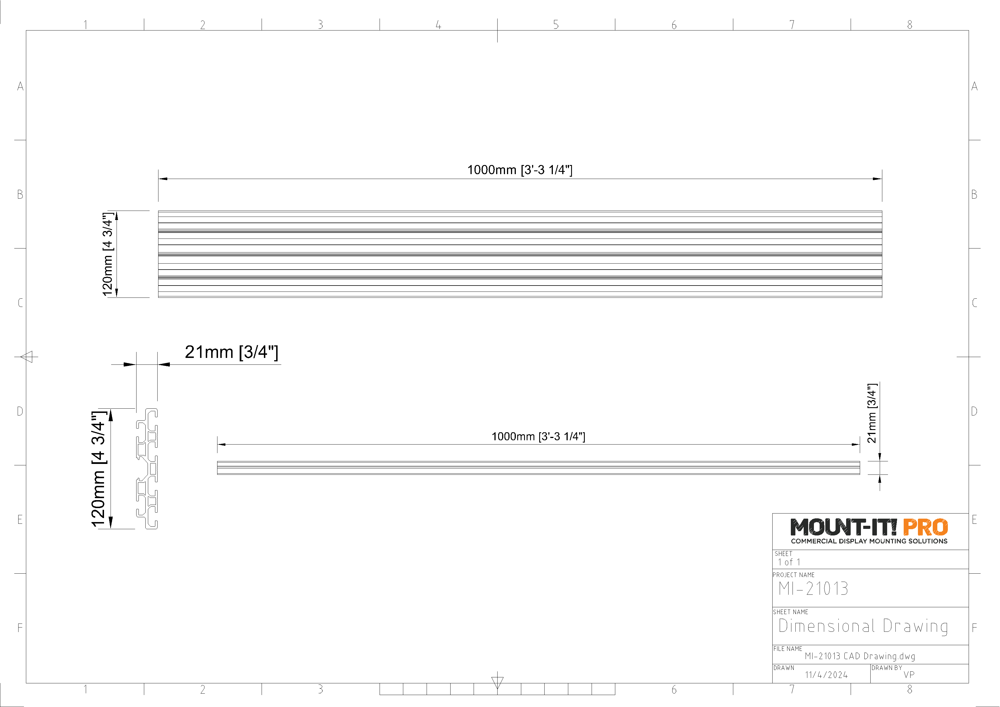 Mounting Rail (1000mm, 39.4")