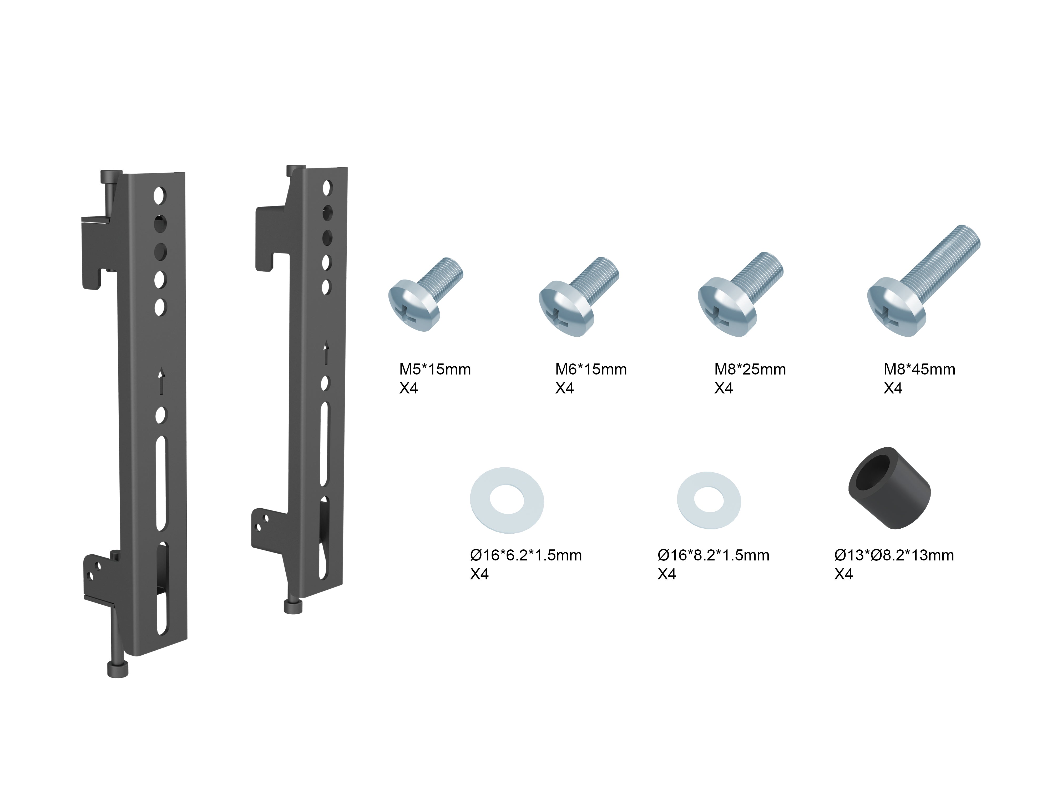 200mm Fixed Mounting Brackets with hardware