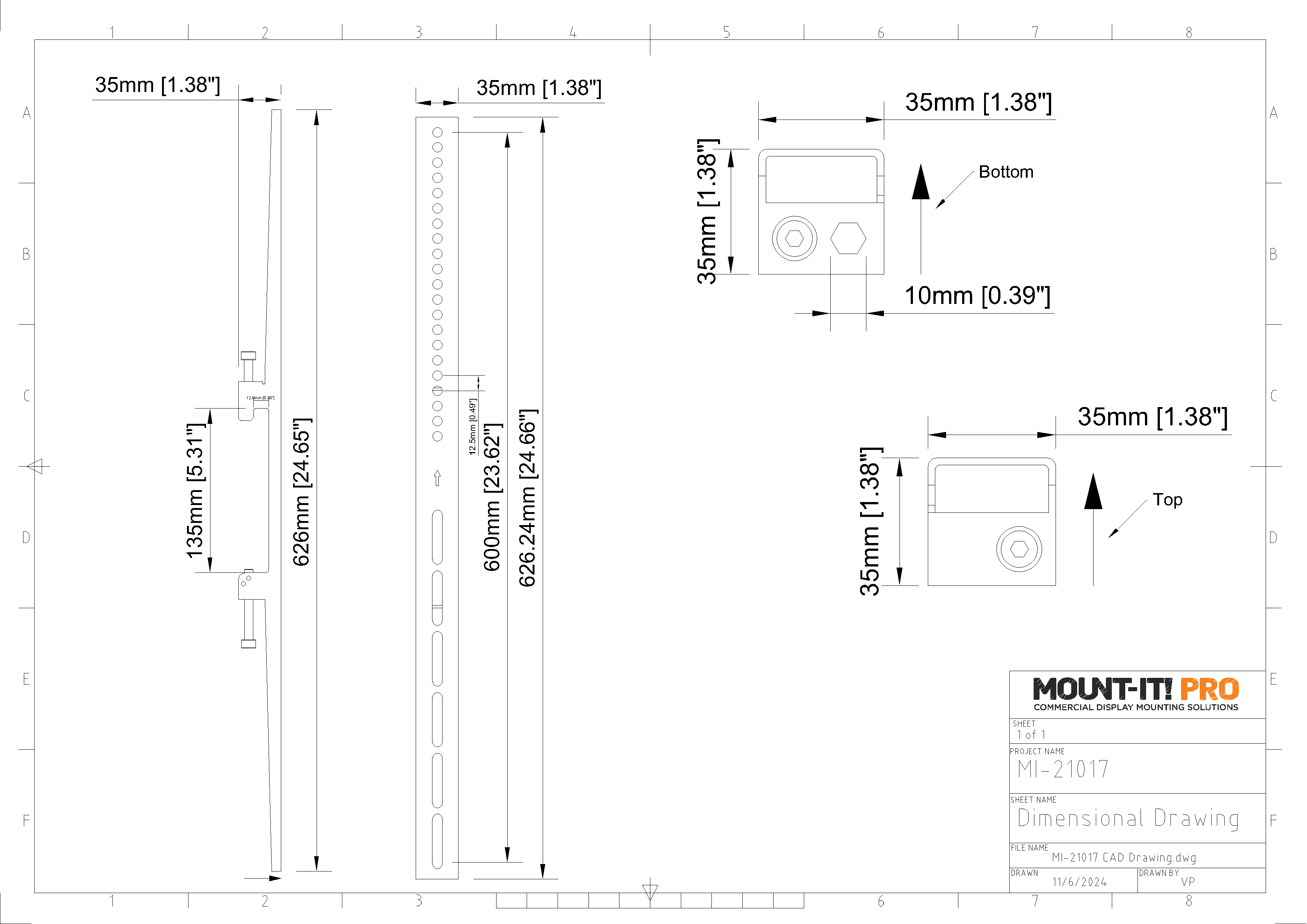 Fixed Arms 600mm, 23.6" - (2pcs/set)