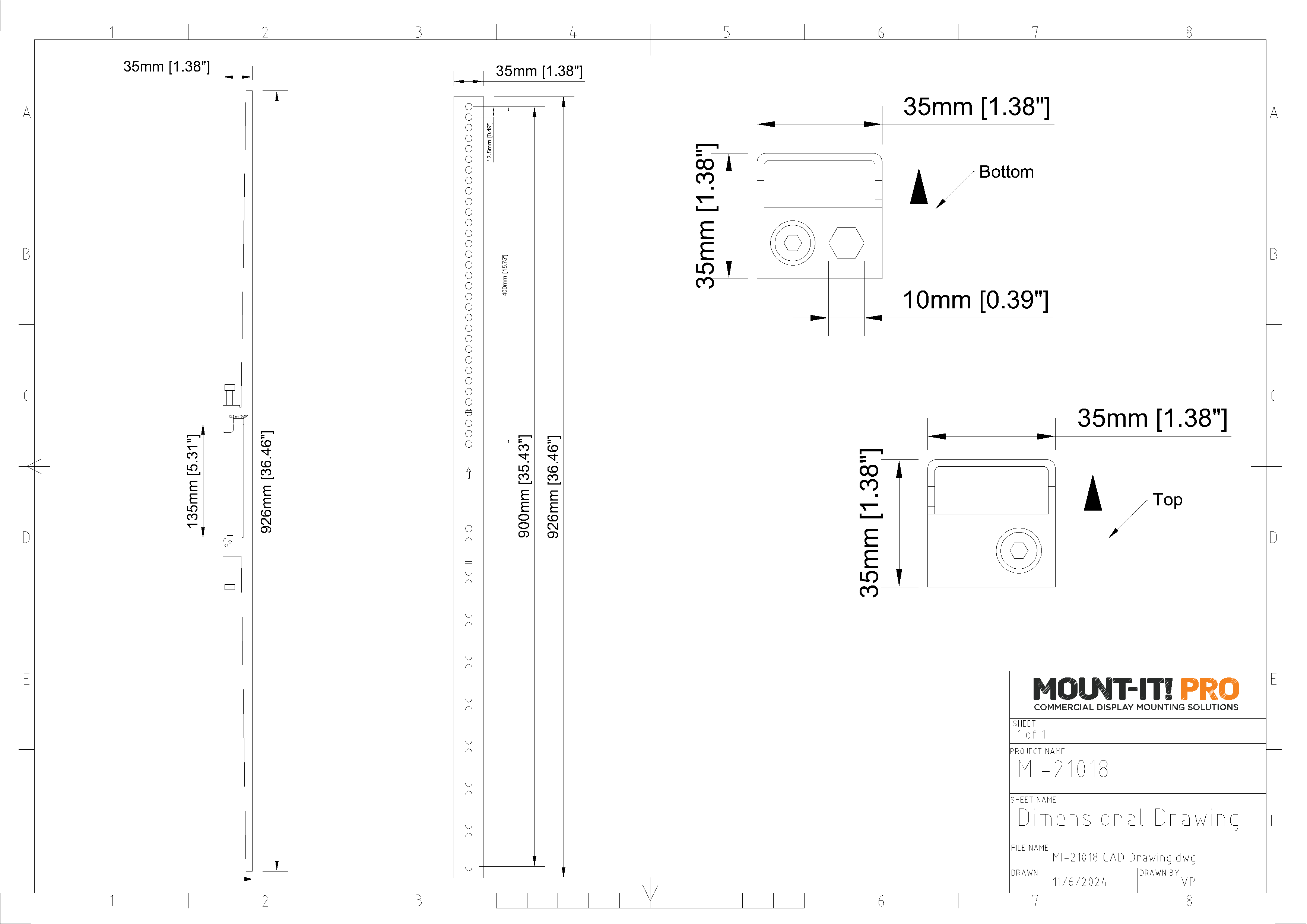Fixed Arms 900mm, 35.4" - (2pcs/set)