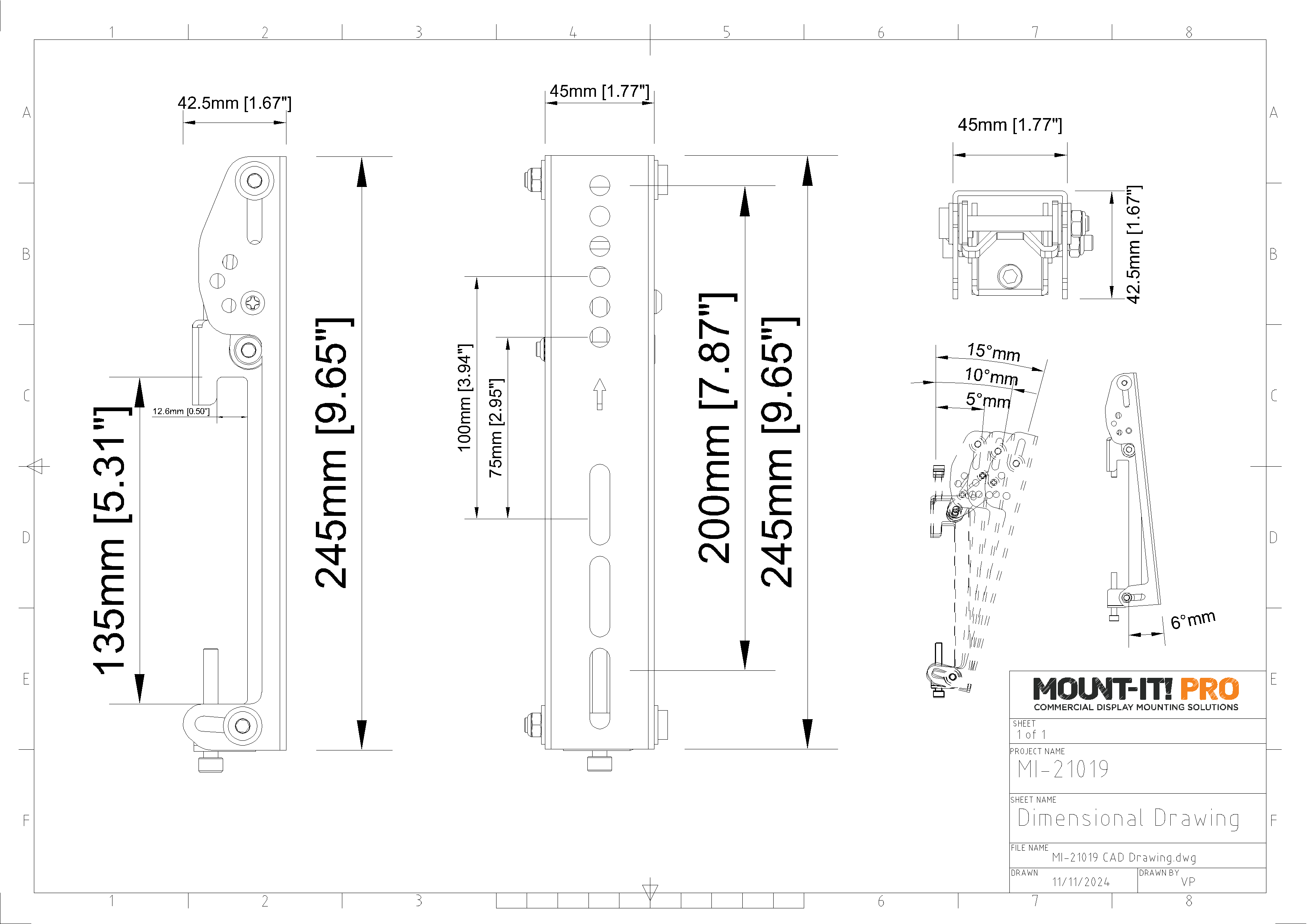 Tilt Brackets 200mm, 7.9" - (2pcs/set)