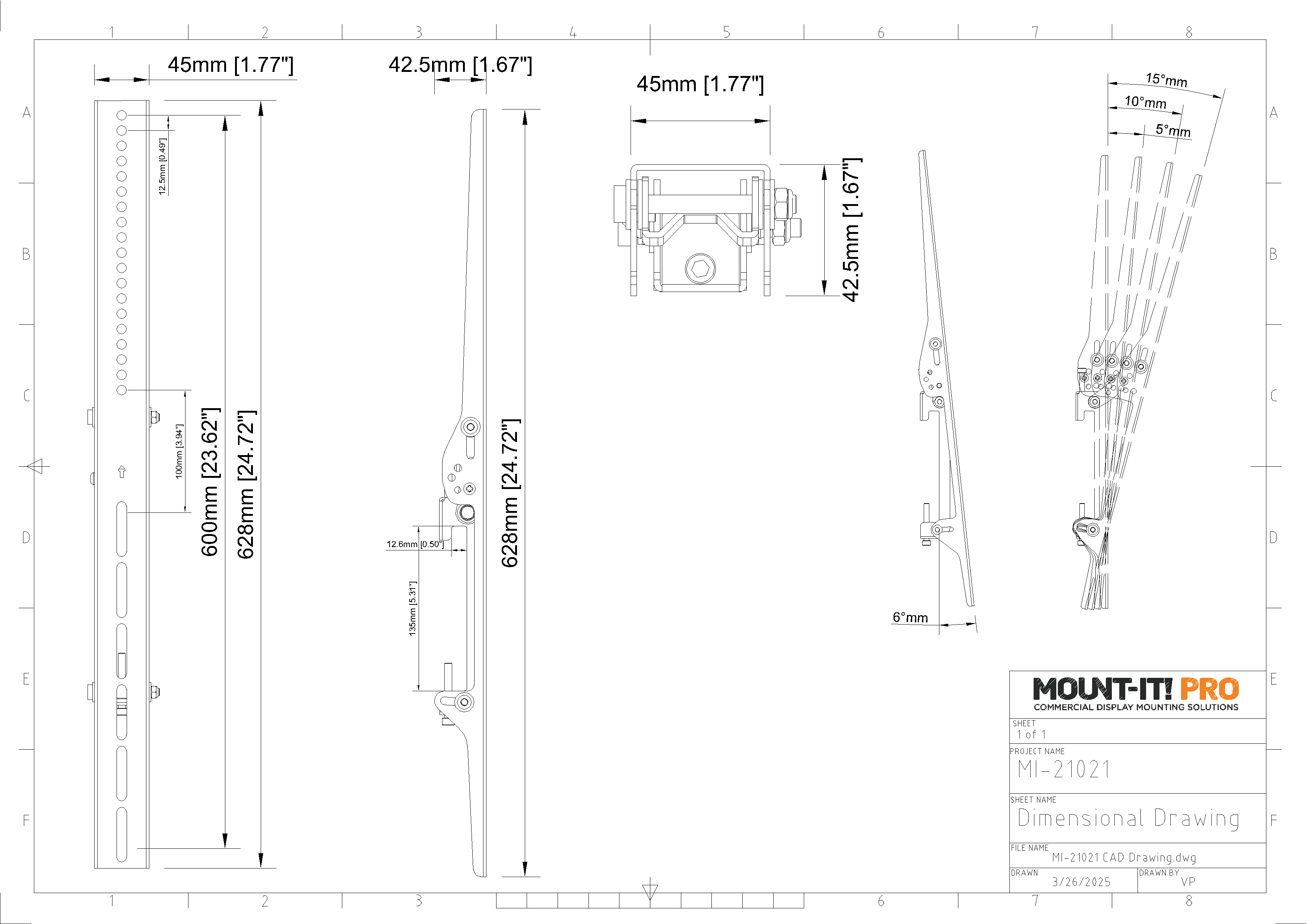 Tilt Brackets 600mm, 23.6" - (2pcs/set)